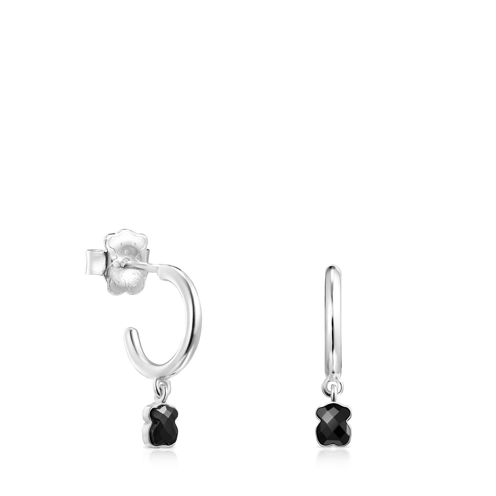 Pendientes Tous aro Mini Onix de Plata con Ónix-0