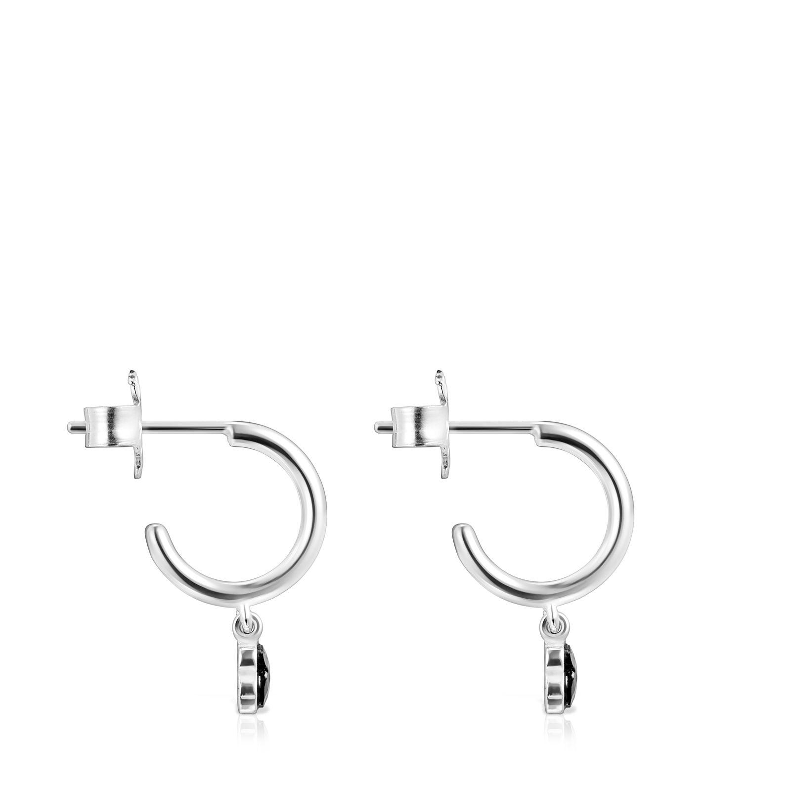 Pendientes Tous aro Mini Onix de Plata con Ónix-1