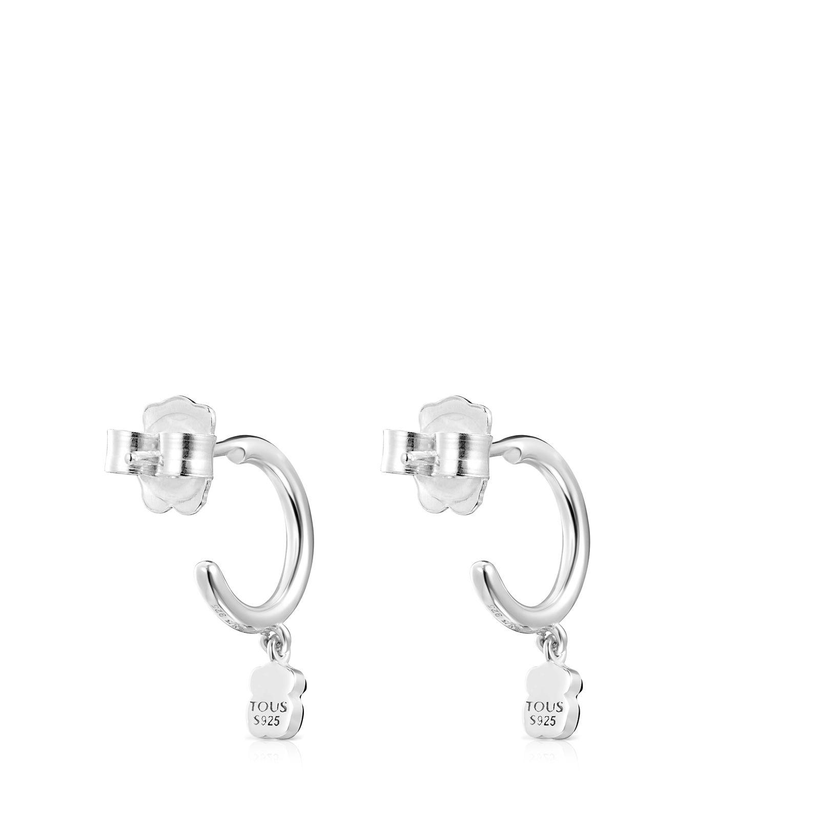 Pendientes Tous aro Mini Onix de Plata con Ónix-2