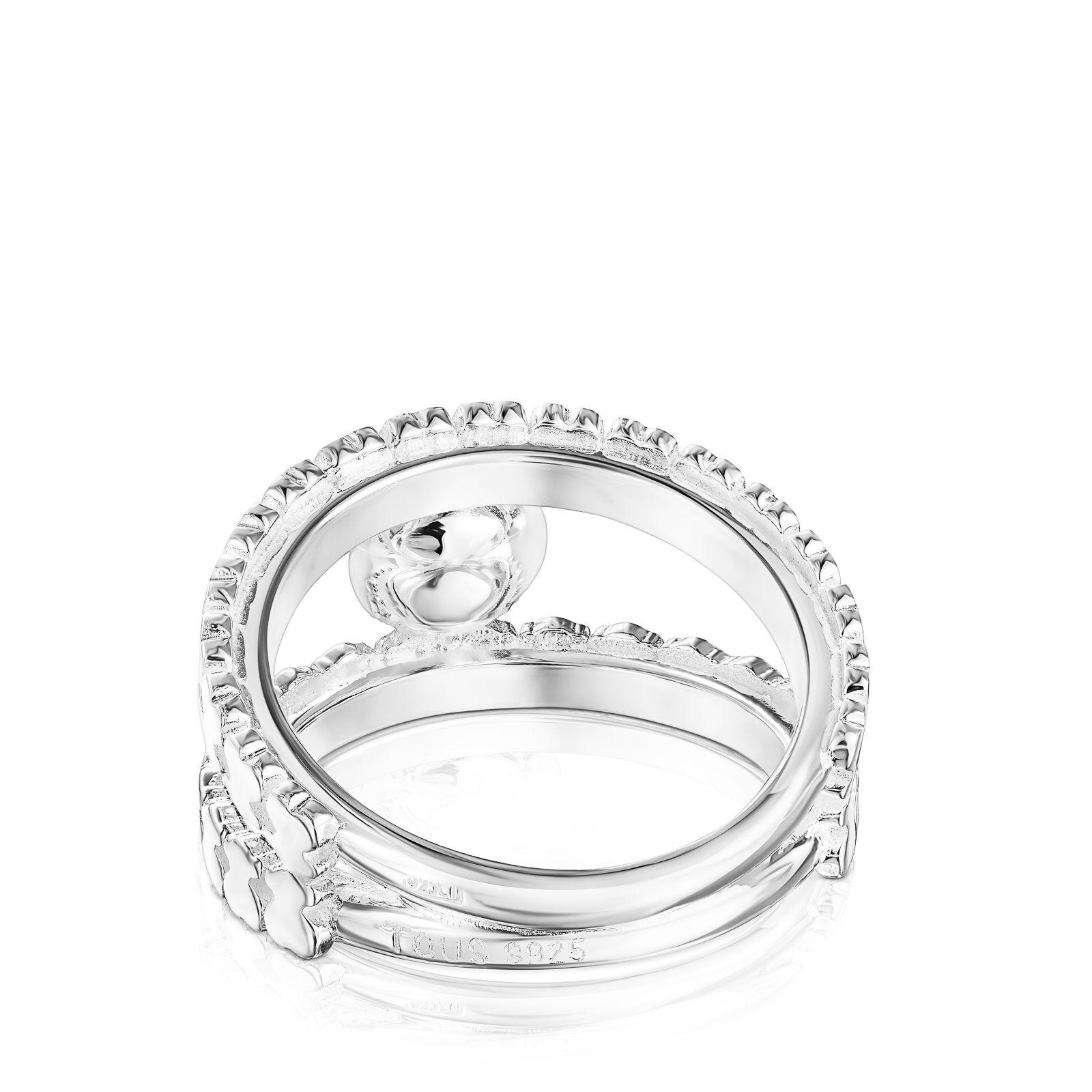 Anillo Straight tiras de plata y perla-2