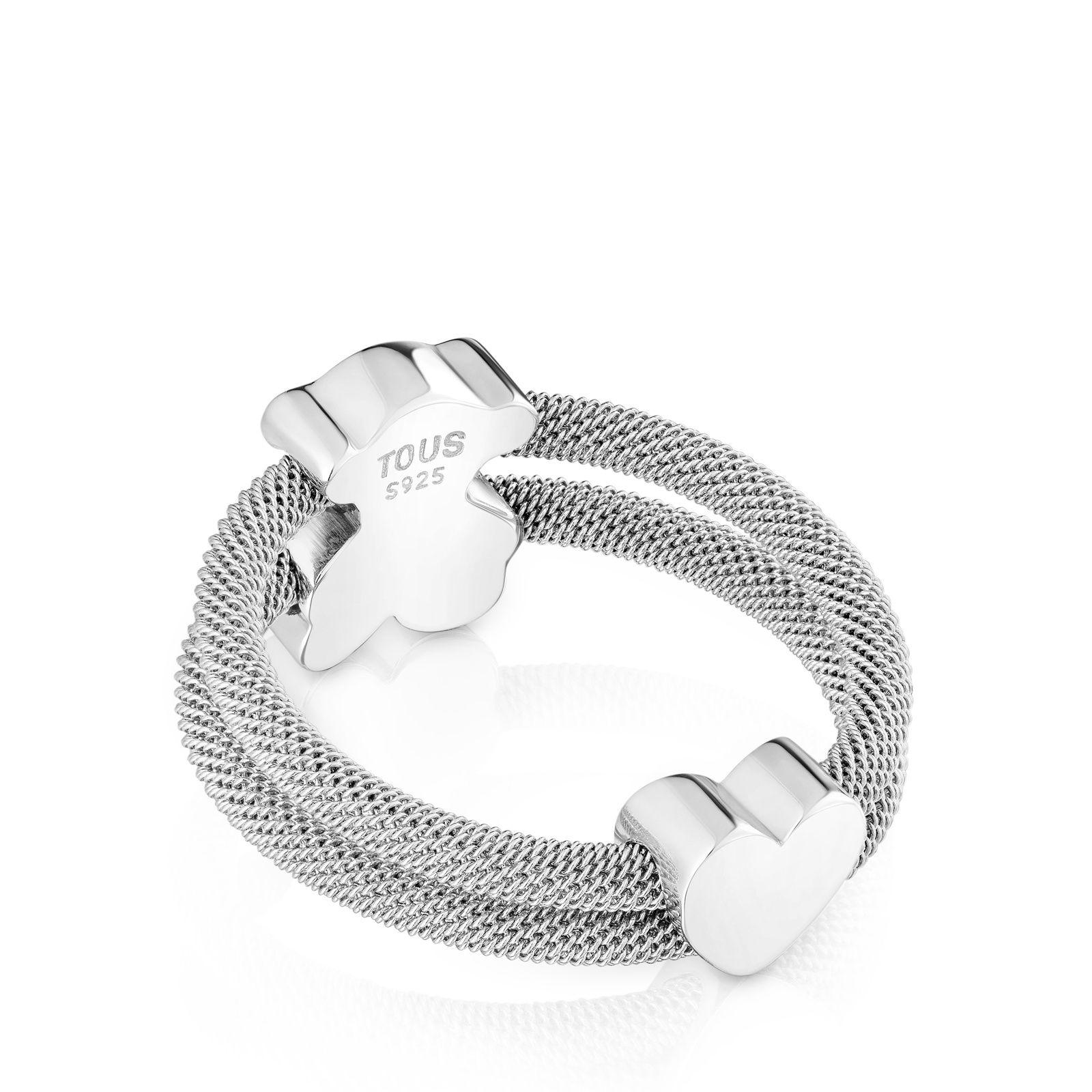 Anillo doble de plata Icon Mesh-2