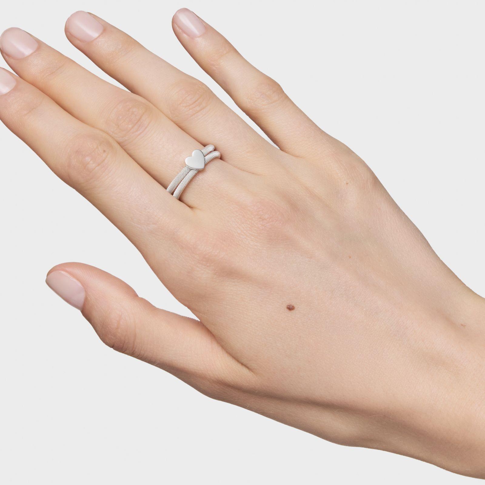 Anillo doble de plata Icon Mesh-6