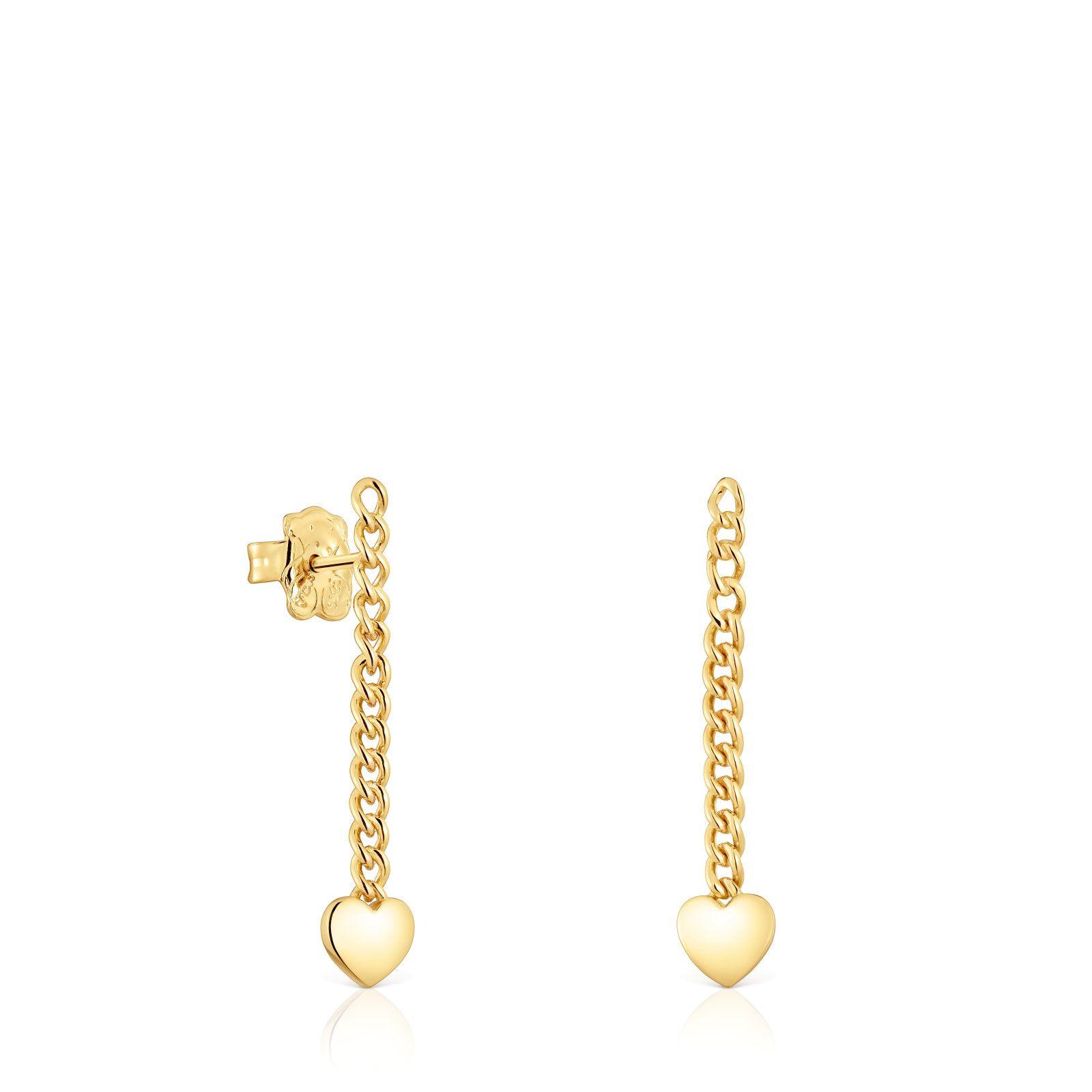 Pendientes corazón baño de oro 18 kt sobre plata Bold Motif-0