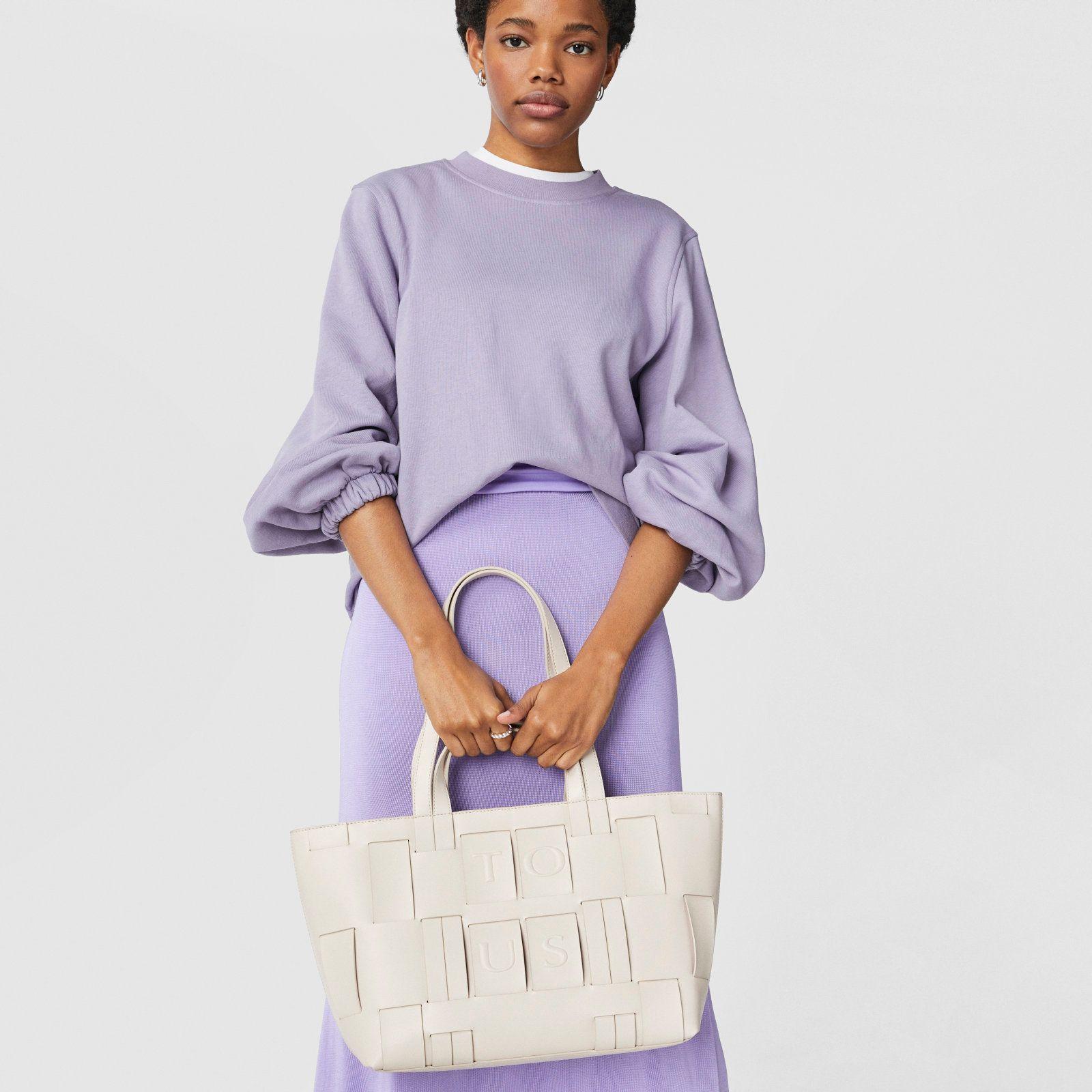 Bolso Capazo beige y malva Damas Tous-3