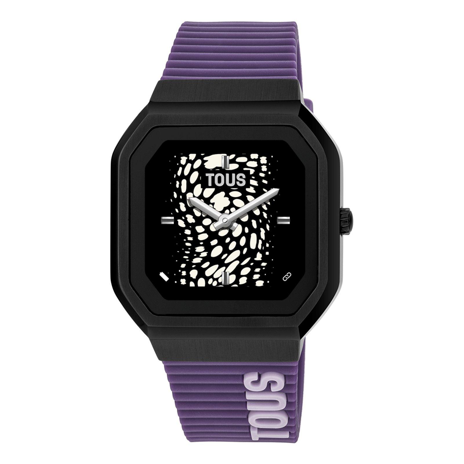 Reloj smartwatch con correa de nylon y correa de silicona lila B-Connect-1