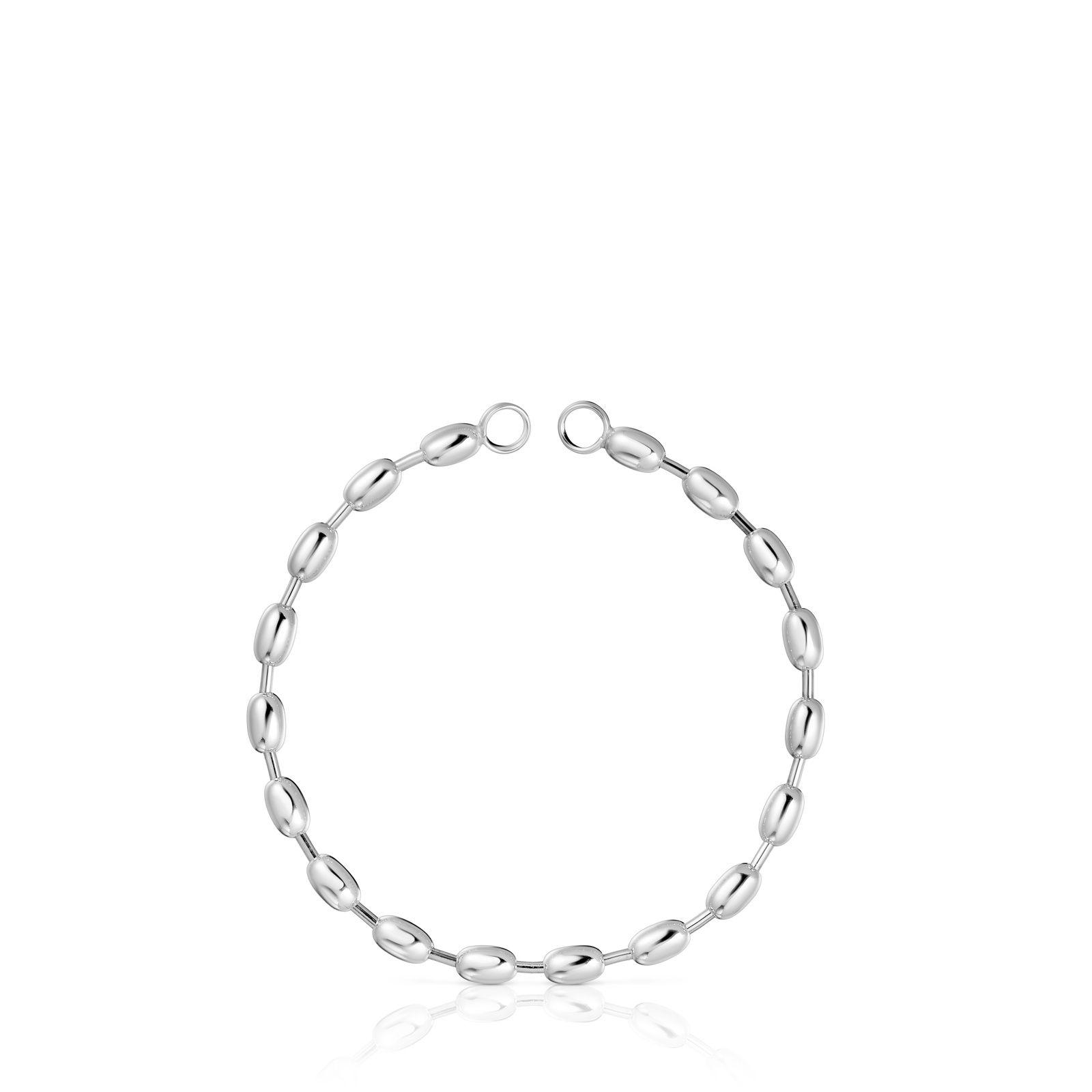 Pulsera cadena de plata con motivos bola ovales Hold Oval-1