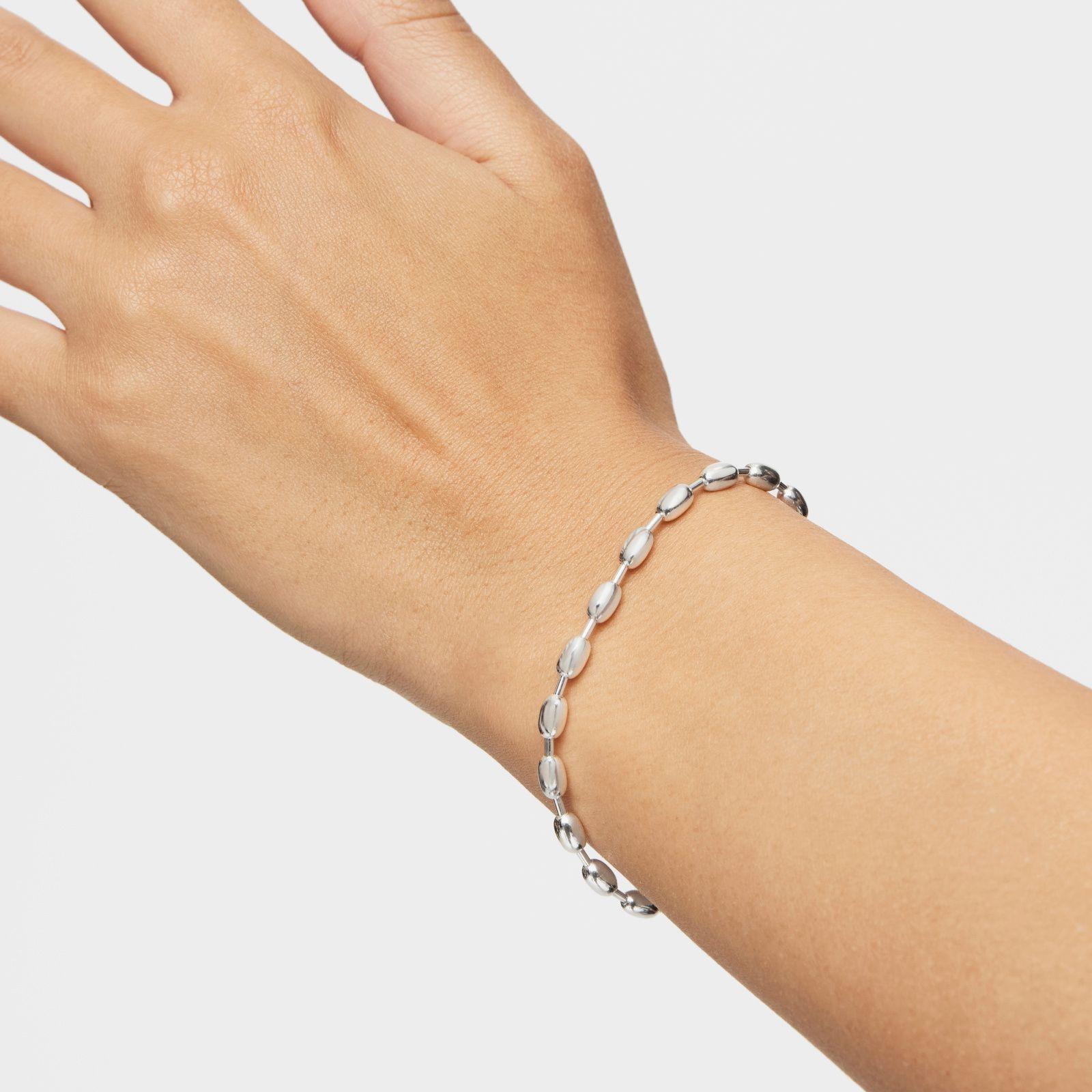 Pulsera cadena de plata con motivos bola ovales Hold Oval-3