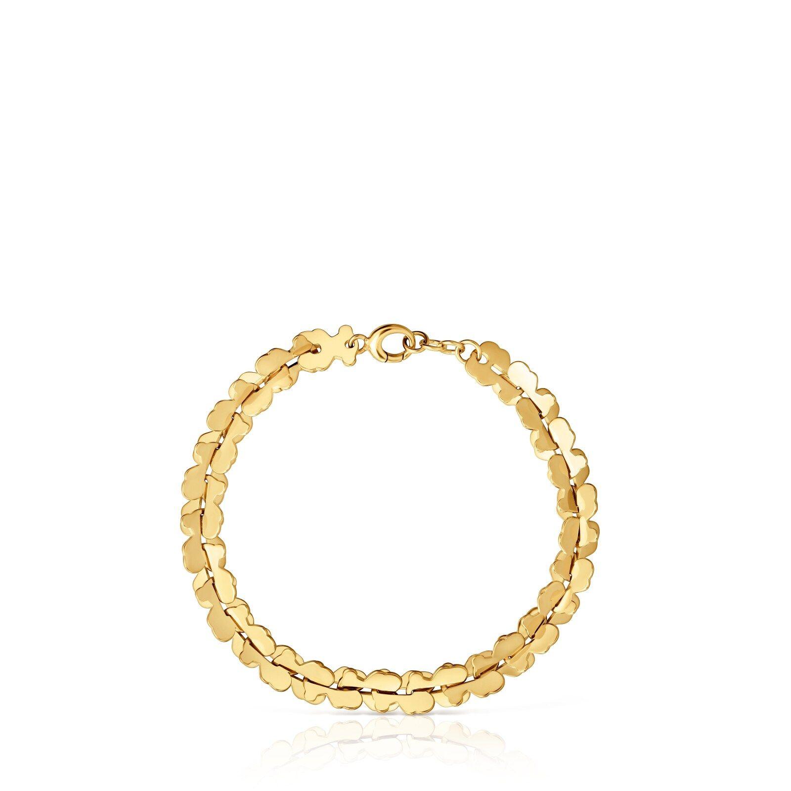 Pulsera cadena de acero en color dorado con motivos oso Carrusel-2