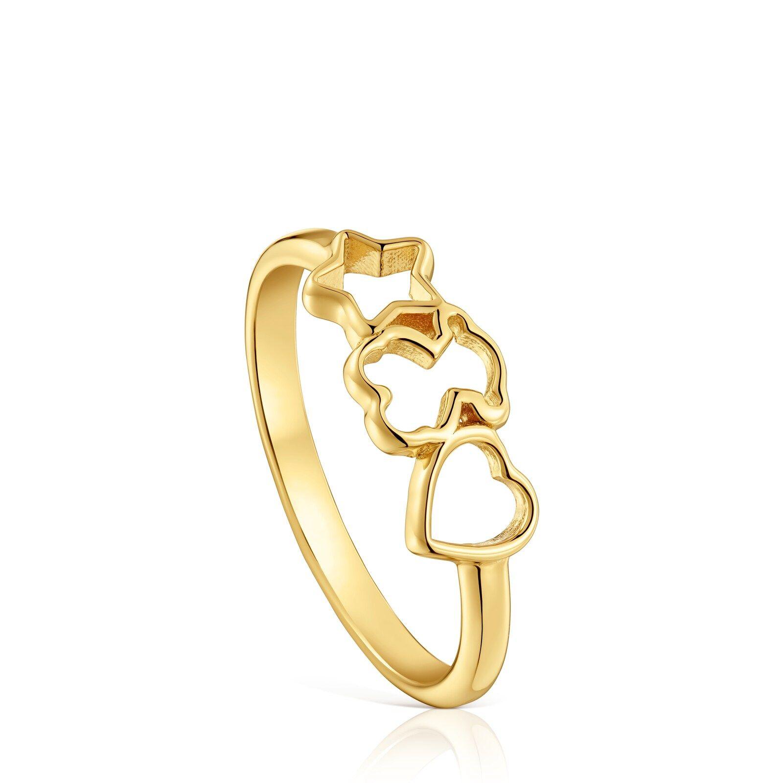 Anillo de plata y motivos con baño de oro 18 kt sobre plata TOUS Motivos-0