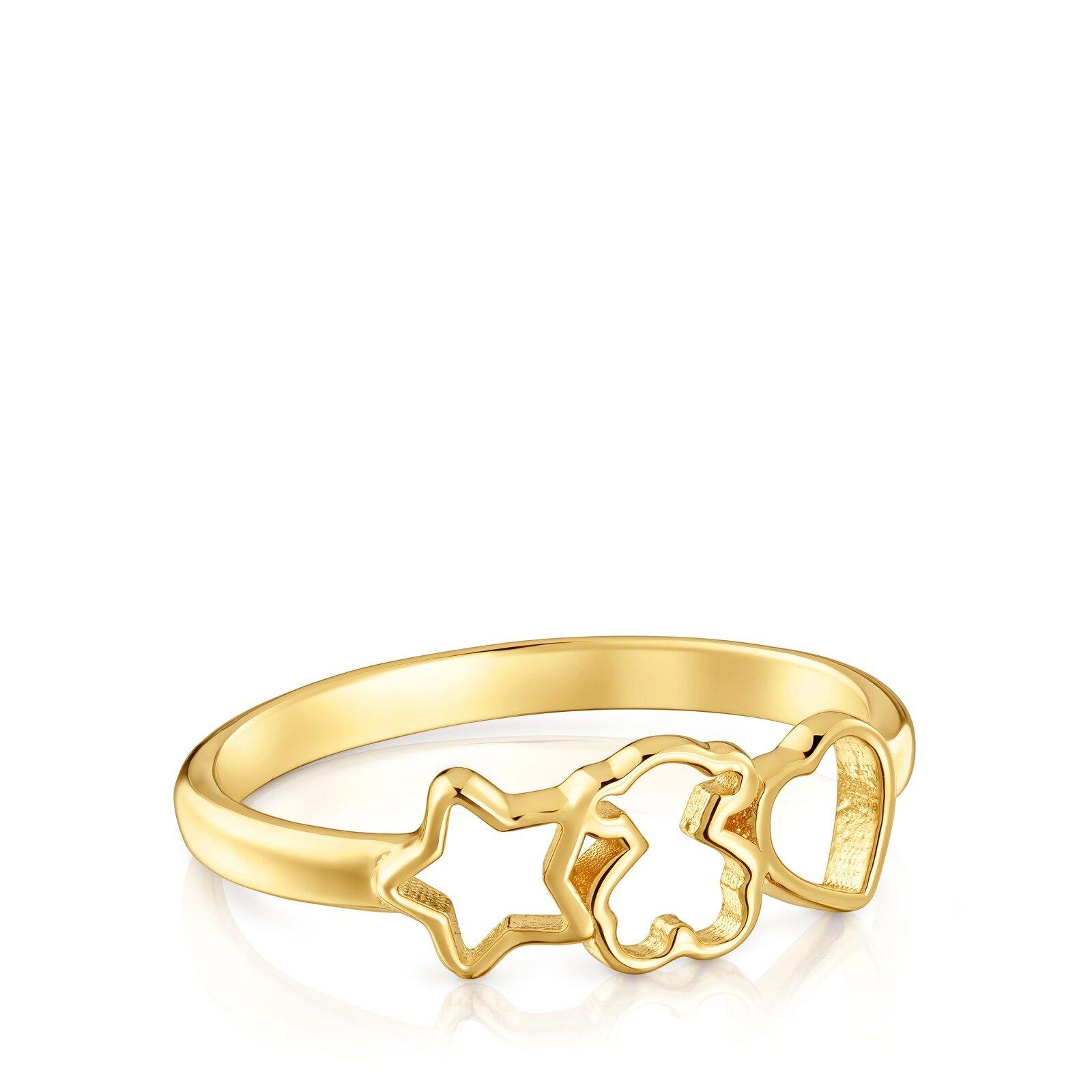 Anillo de plata y motivos con baño de oro 18 kt sobre plata TOUS Motivos-1