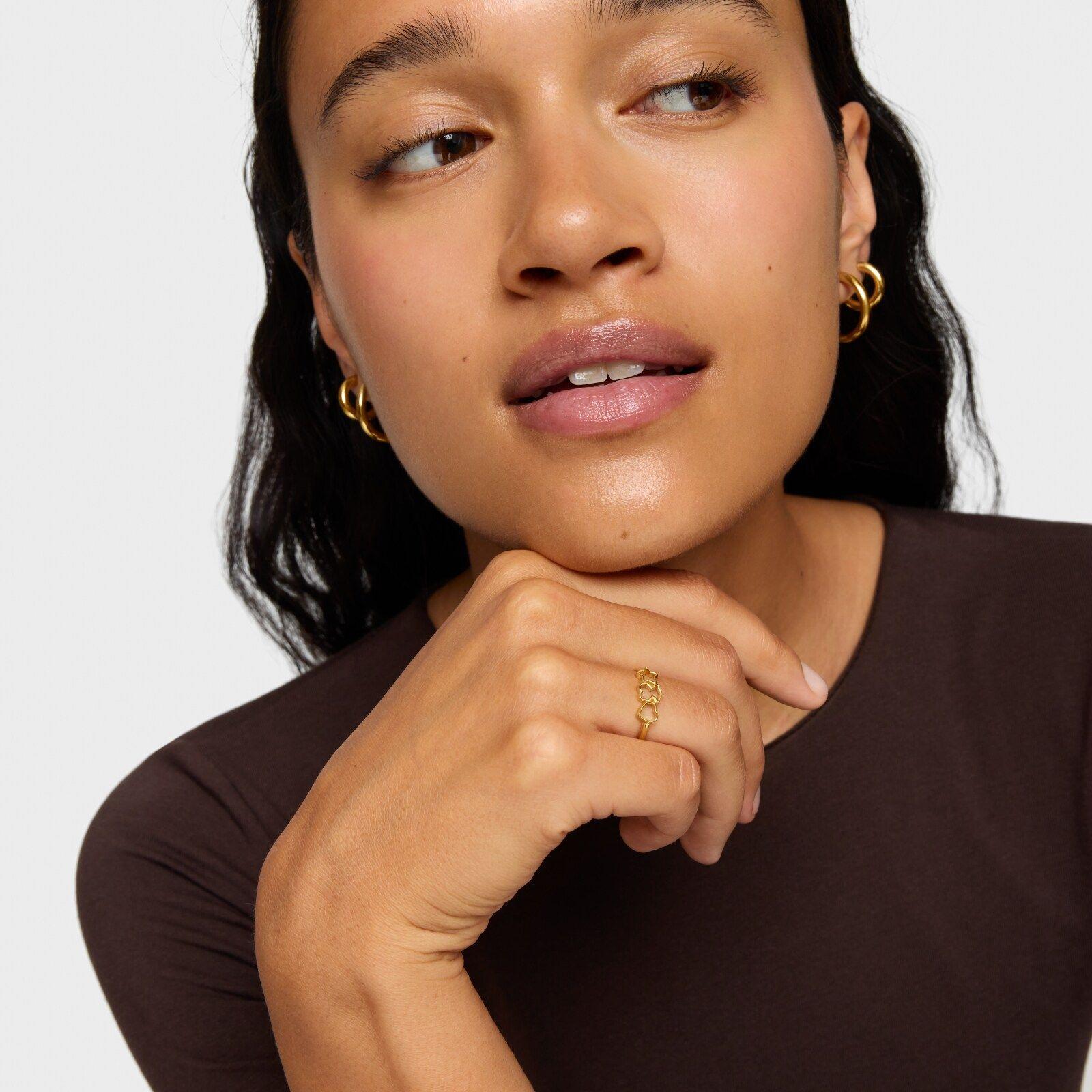 Anillo de plata y motivos con baño de oro 18 kt sobre plata TOUS Motivos-3