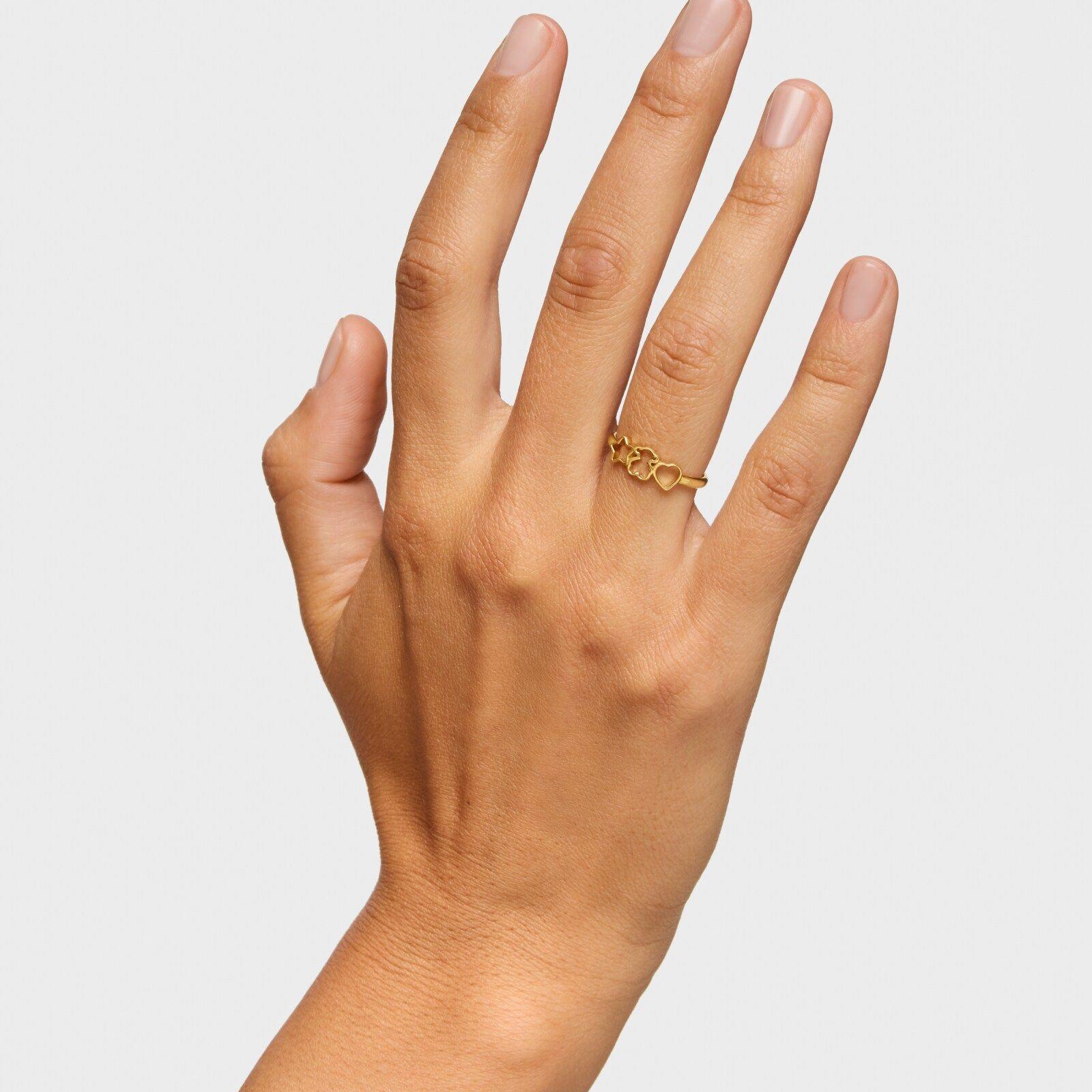 Anillo de plata y motivos con baño de oro 18 kt sobre plata TOUS Motivos-5