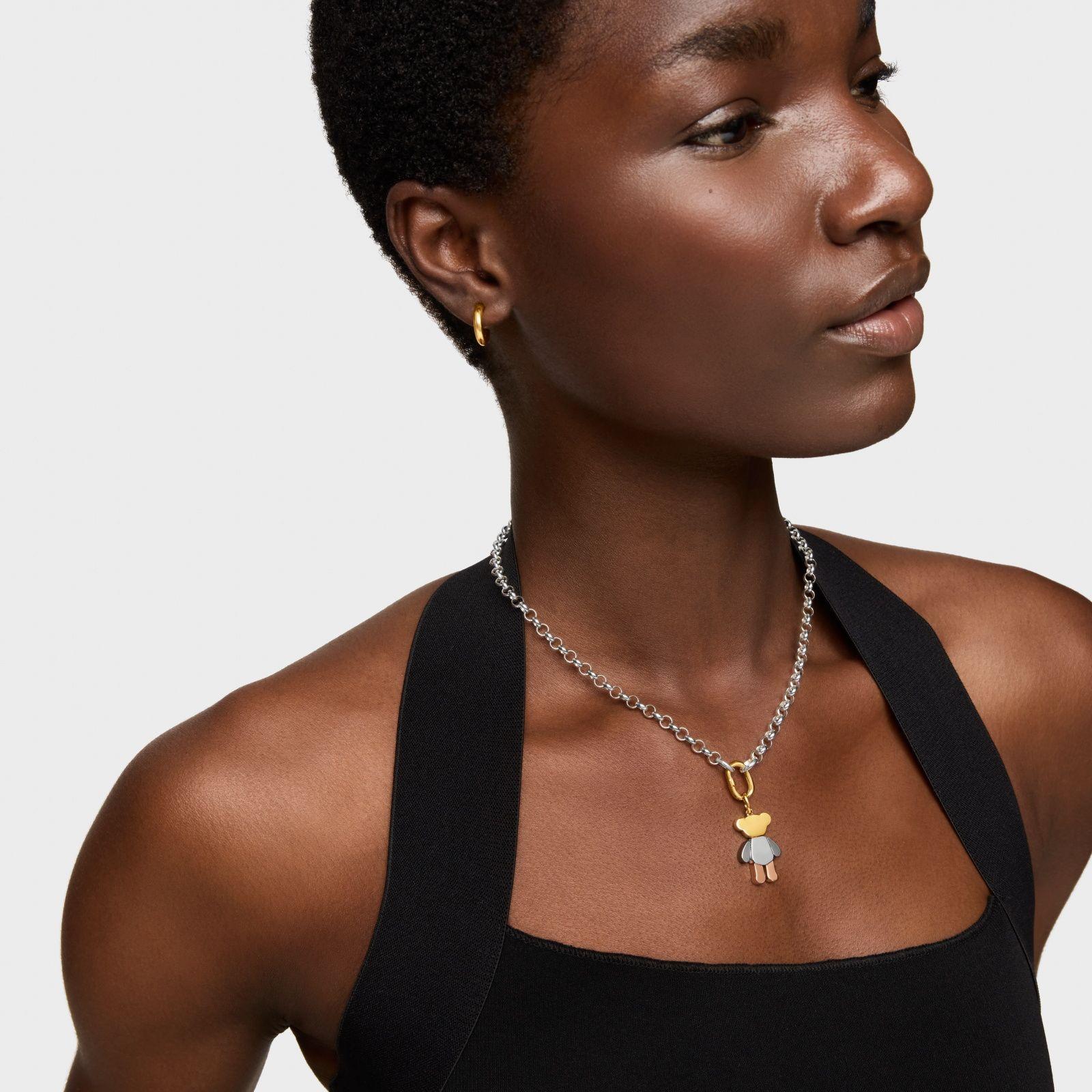 Colgante oso de plata tricolor Teddy Bear-3