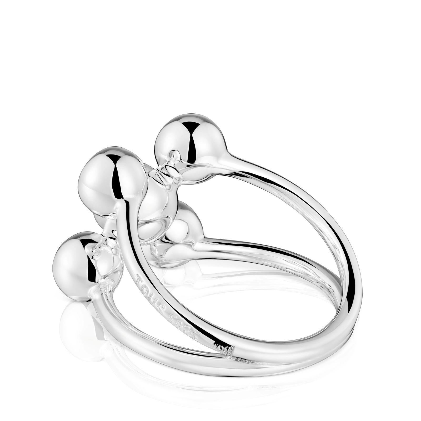 Anillo grande motivos de plata y perla cultivada Sugar Party-2