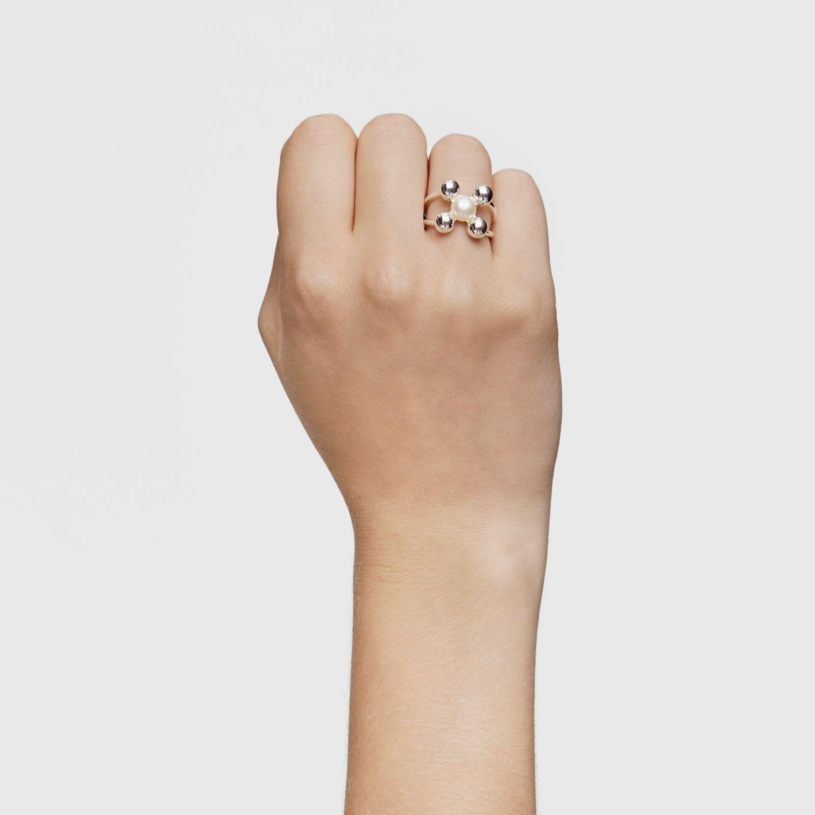 Anillo grande motivos de plata y perla cultivada Sugar Party-5