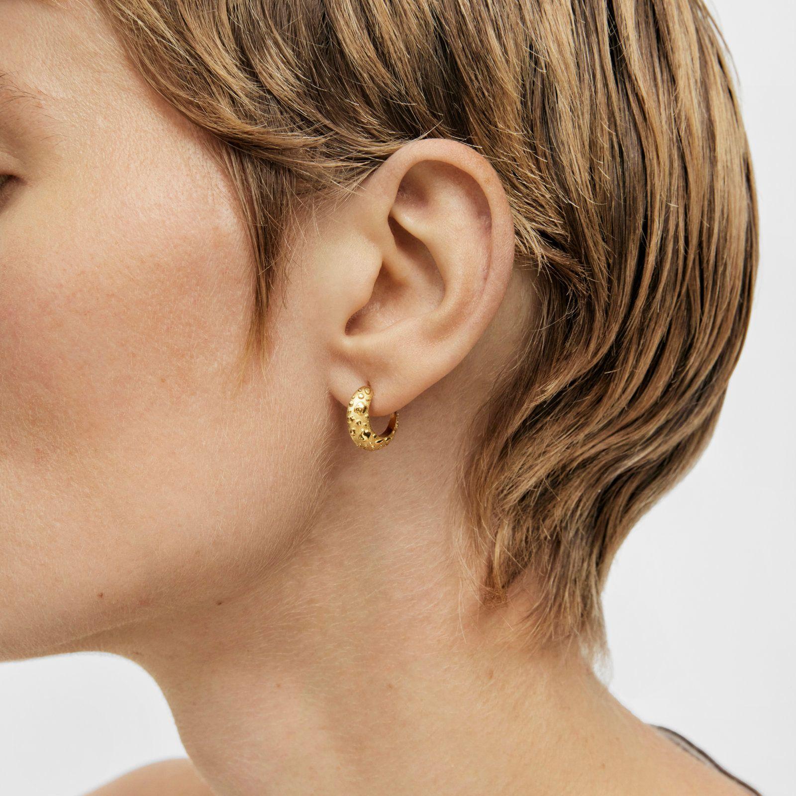 Pendientes aro con baño de oro 18 kt sobre plata Dybe-3