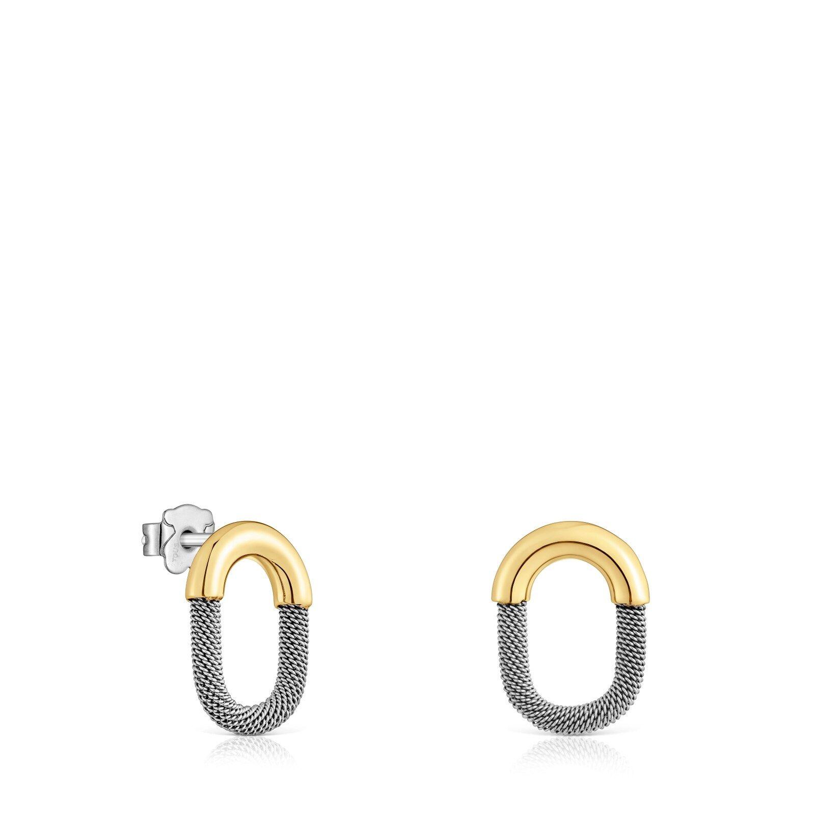 Pendientes de acero y oro 14 kt TOUS Unlock-0