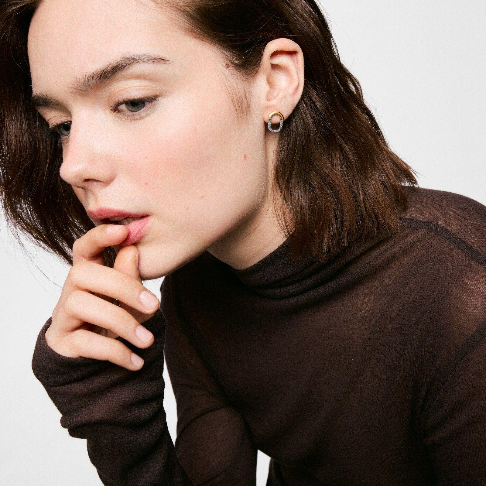Pendientes de acero y oro 14 kt TOUS Unlock-3