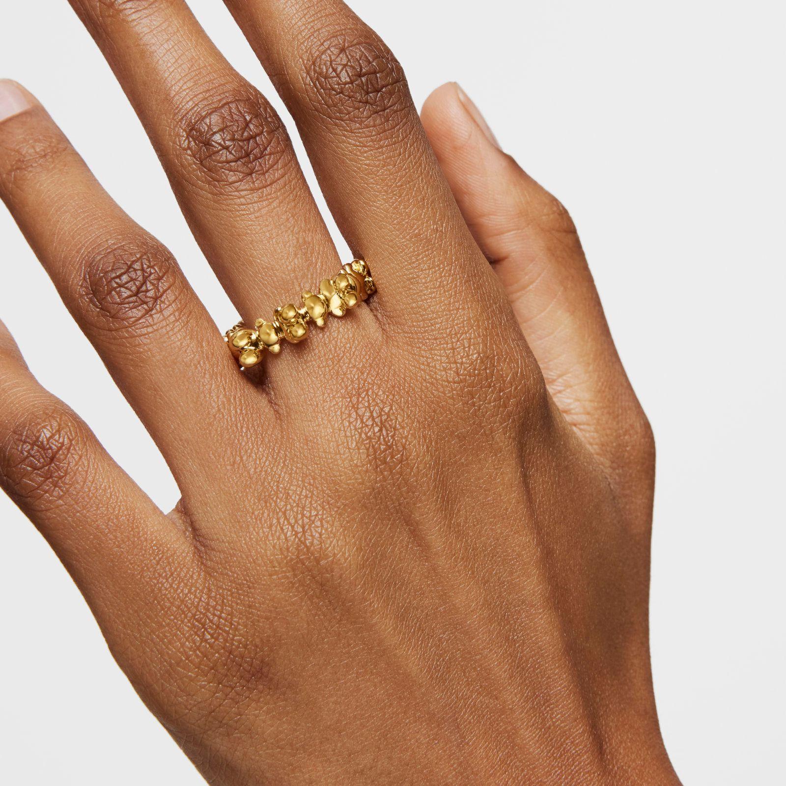 Anillo con baño de oro 18 kt sobre plata y motivos oso-5