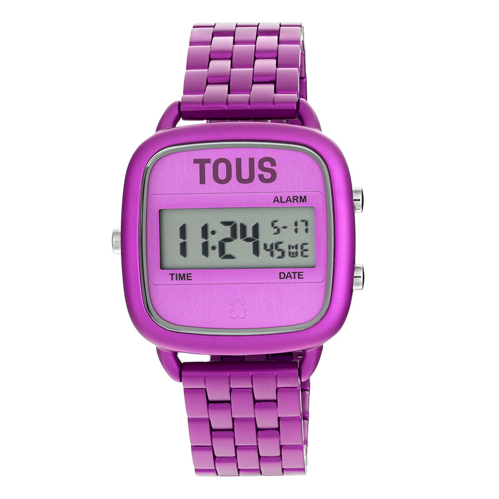 Reloj digital con brazalete de aluminio en color lila D-Logo-0