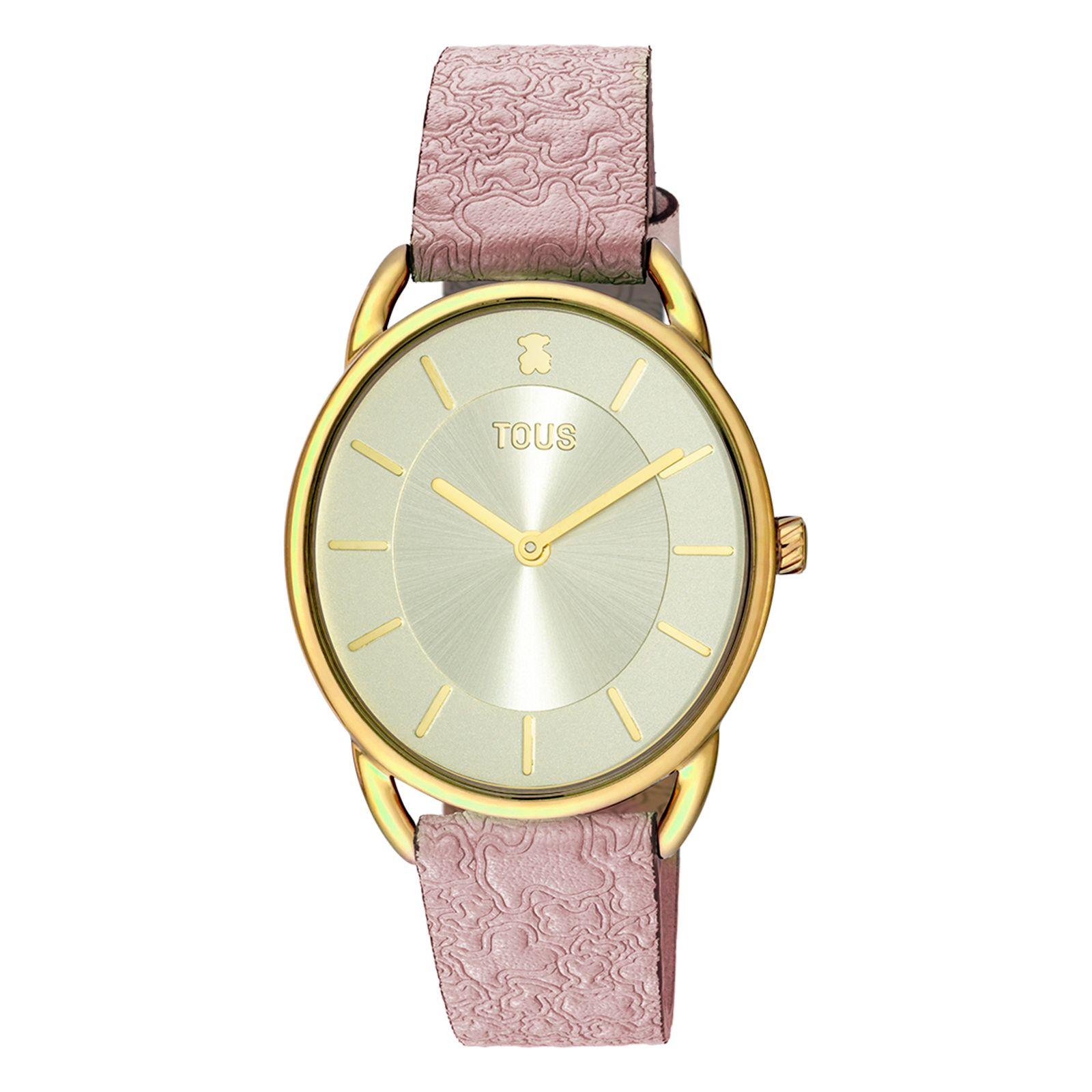 Reloj analógico Dai XL con correa de piel Kaos rosa Tous-0