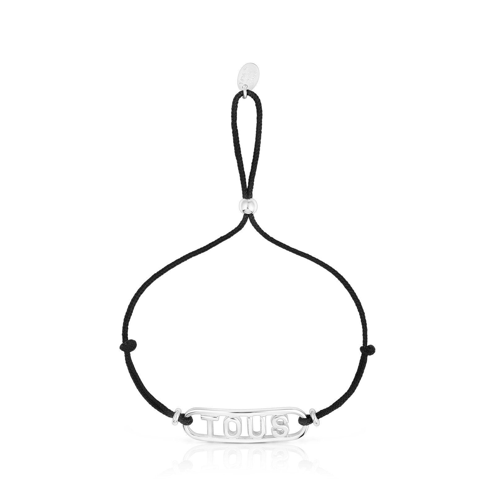Pulsera de nylon negro y plata Logo-1