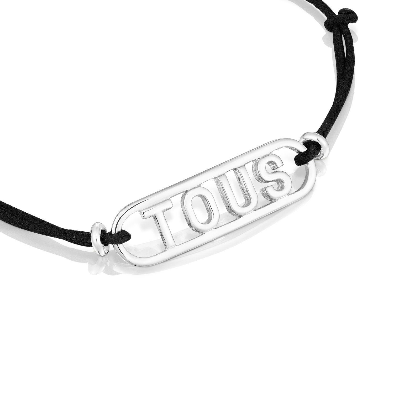Pulsera de nylon negro y plata Logo-2