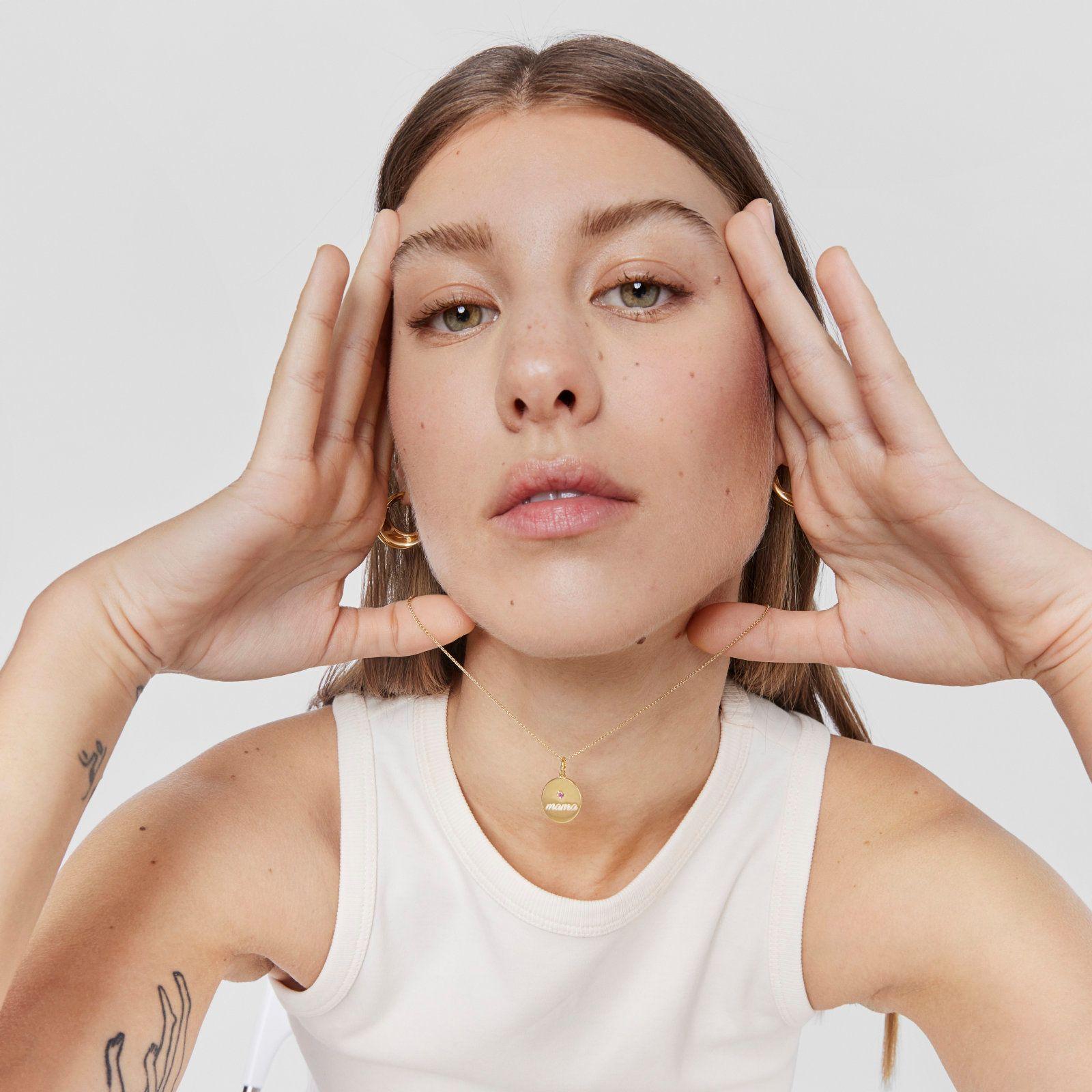 Colgante reversible Mama de vermeil, nácar y rodolita TOUS-4