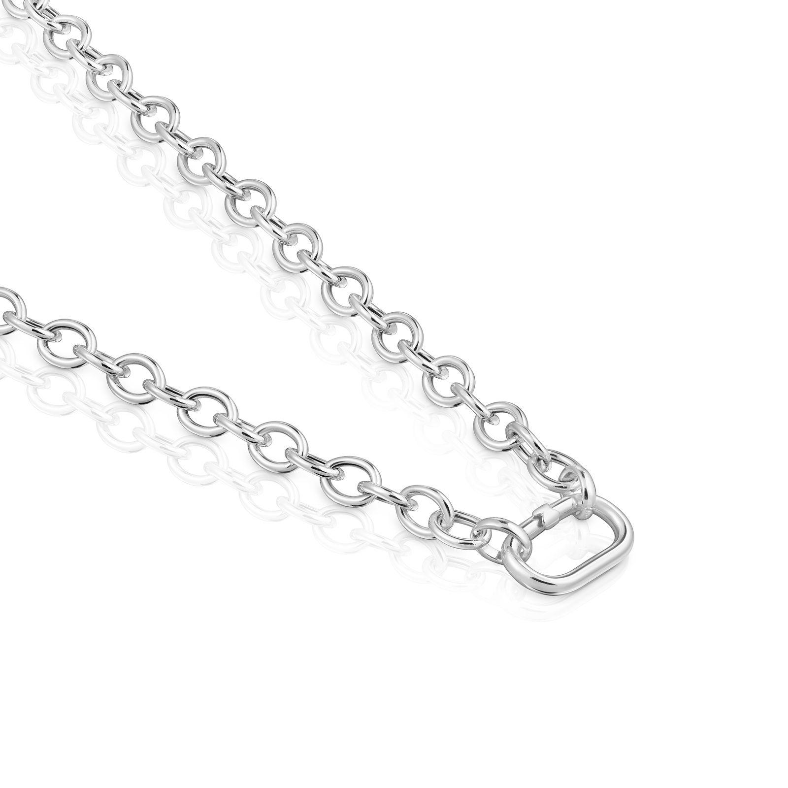 Collar cadena de plata y anilla Hold Oval-4