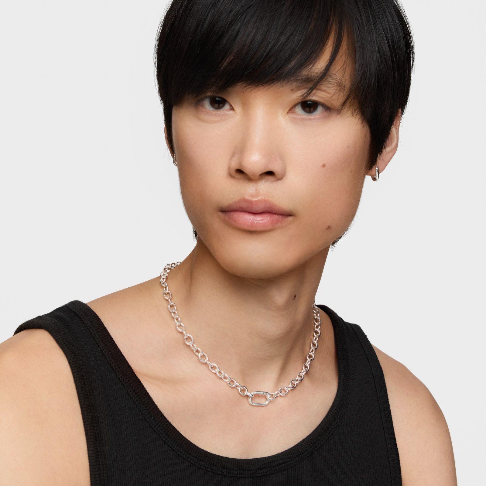 Collar cadena de plata y anilla Hold Oval-8