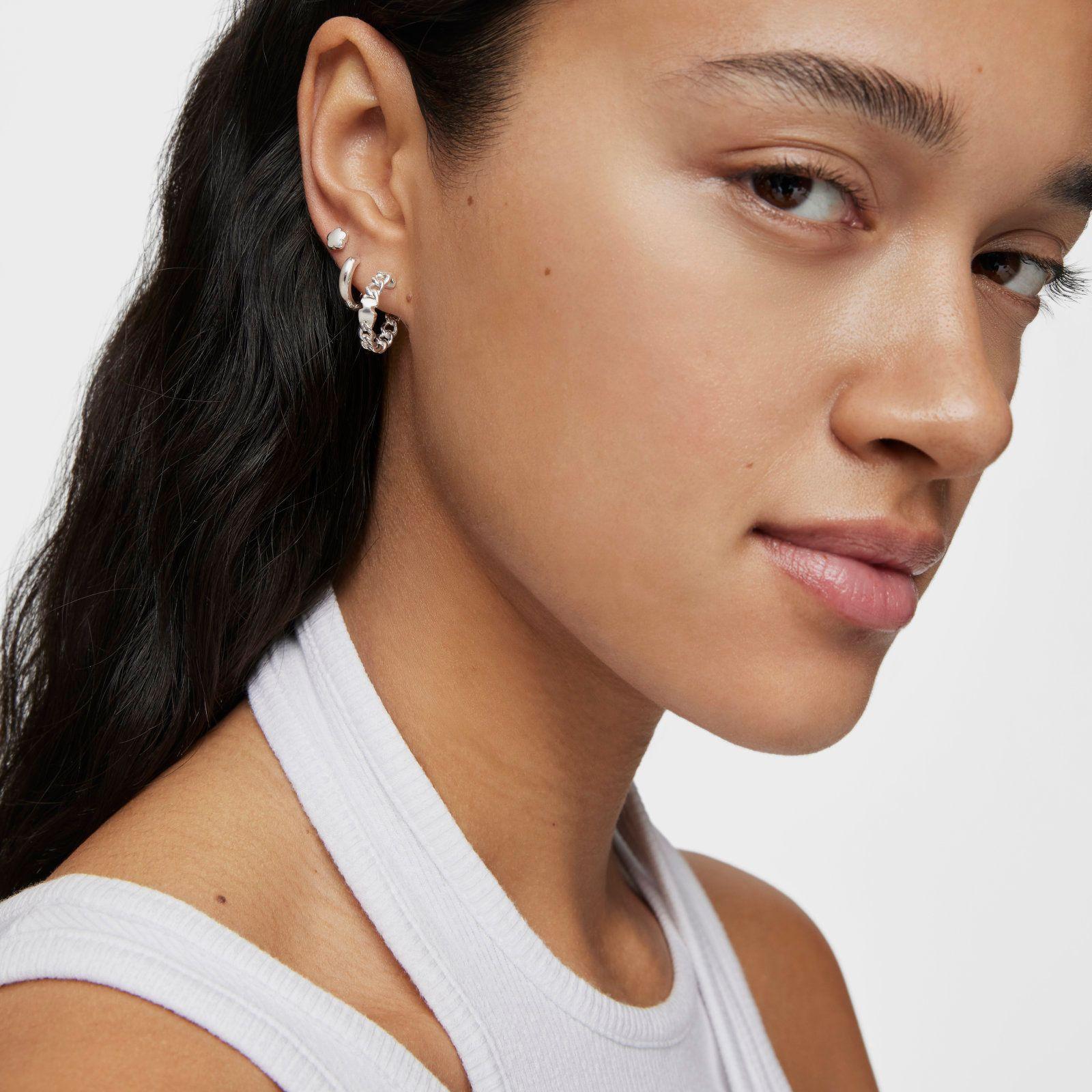 Pendientes aro cortos de plata motivo oso Bold Motif-4
