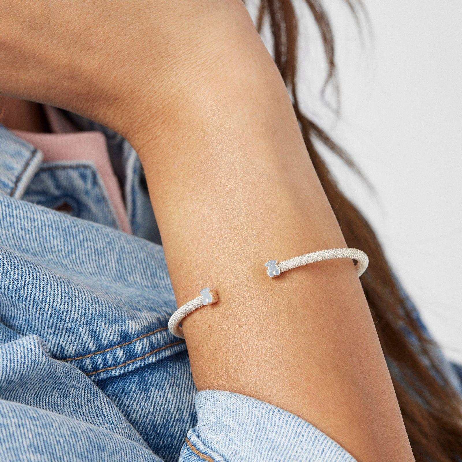 Pulsera de plata motivo oso Icon Mesh-6