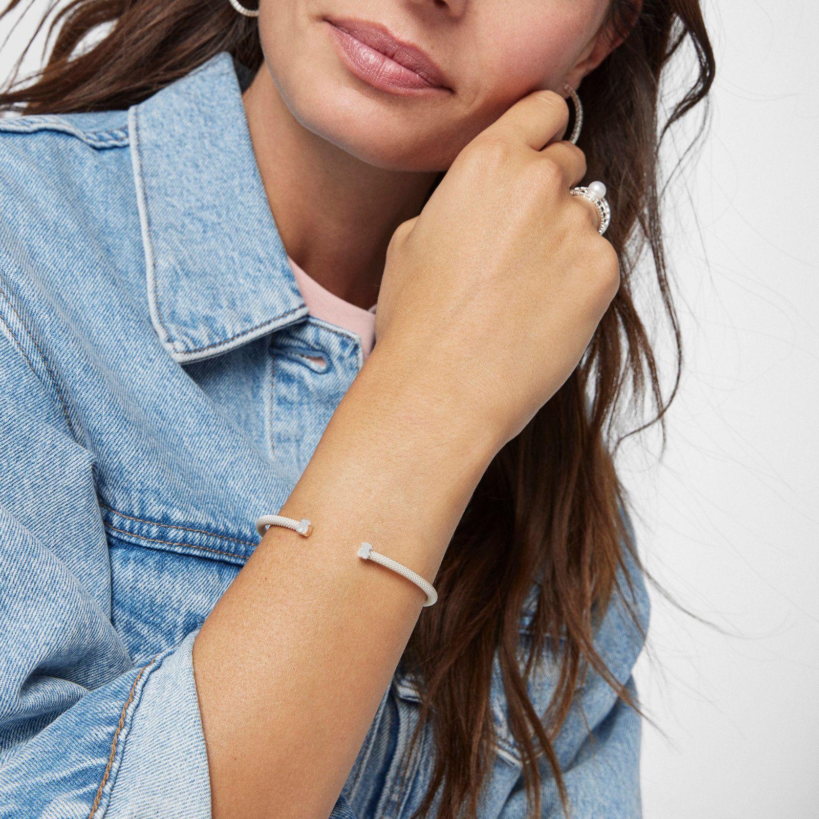 Pulsera de plata motivo oso Icon Mesh-7