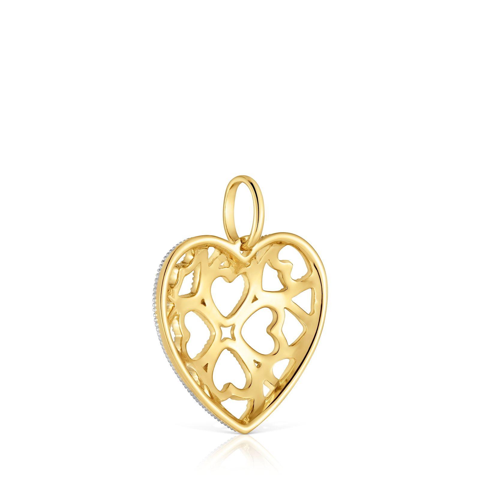 Colgante corazón de nácar con baño de oro 18 kt sobre plata-2