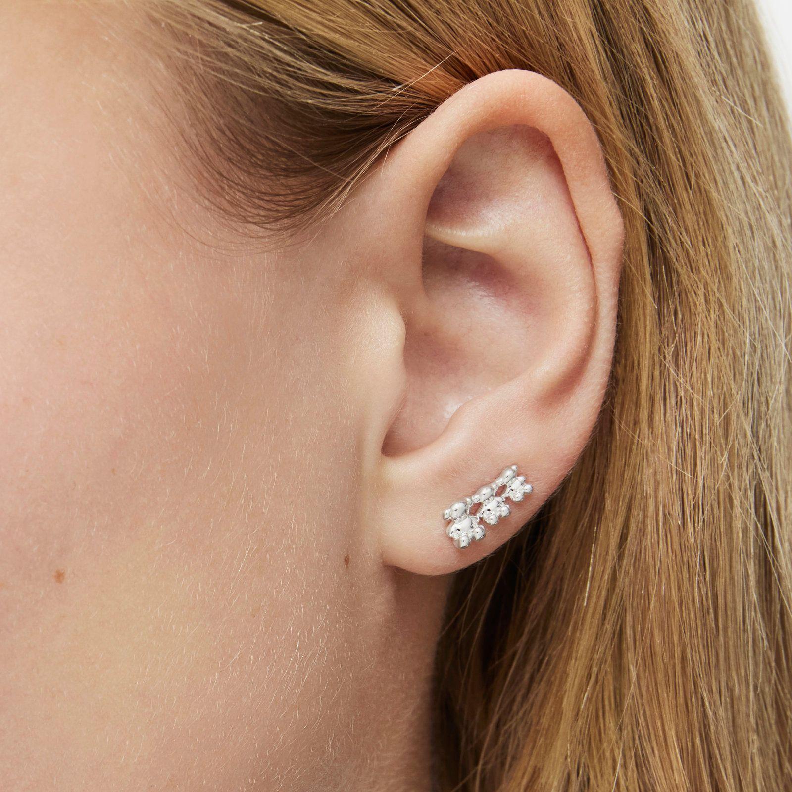 Pendientes trepadores osos de plata Bold Bear-5
