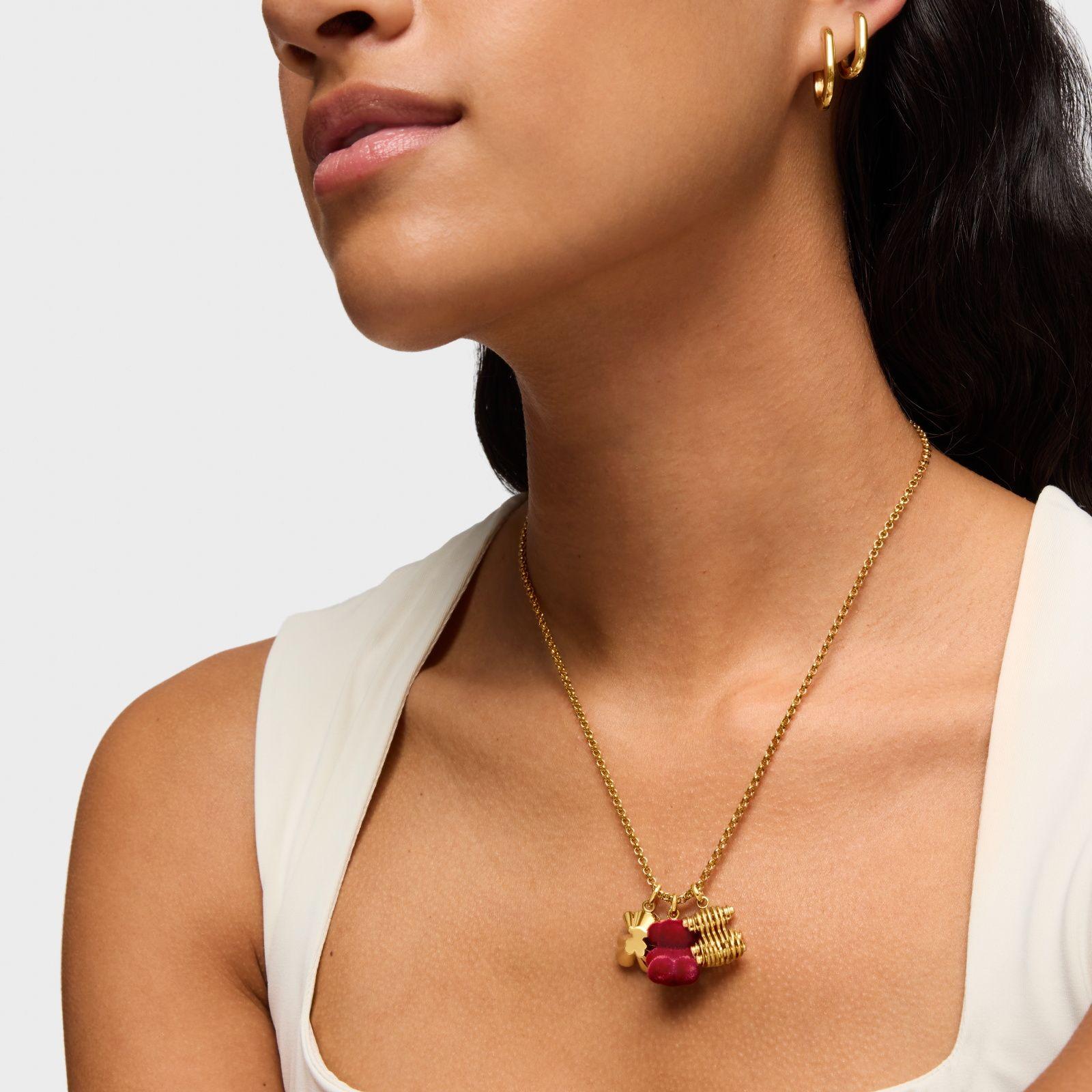 Colgante oso con baño de oro 18 kt sobre plata laminada Bold Bear-4