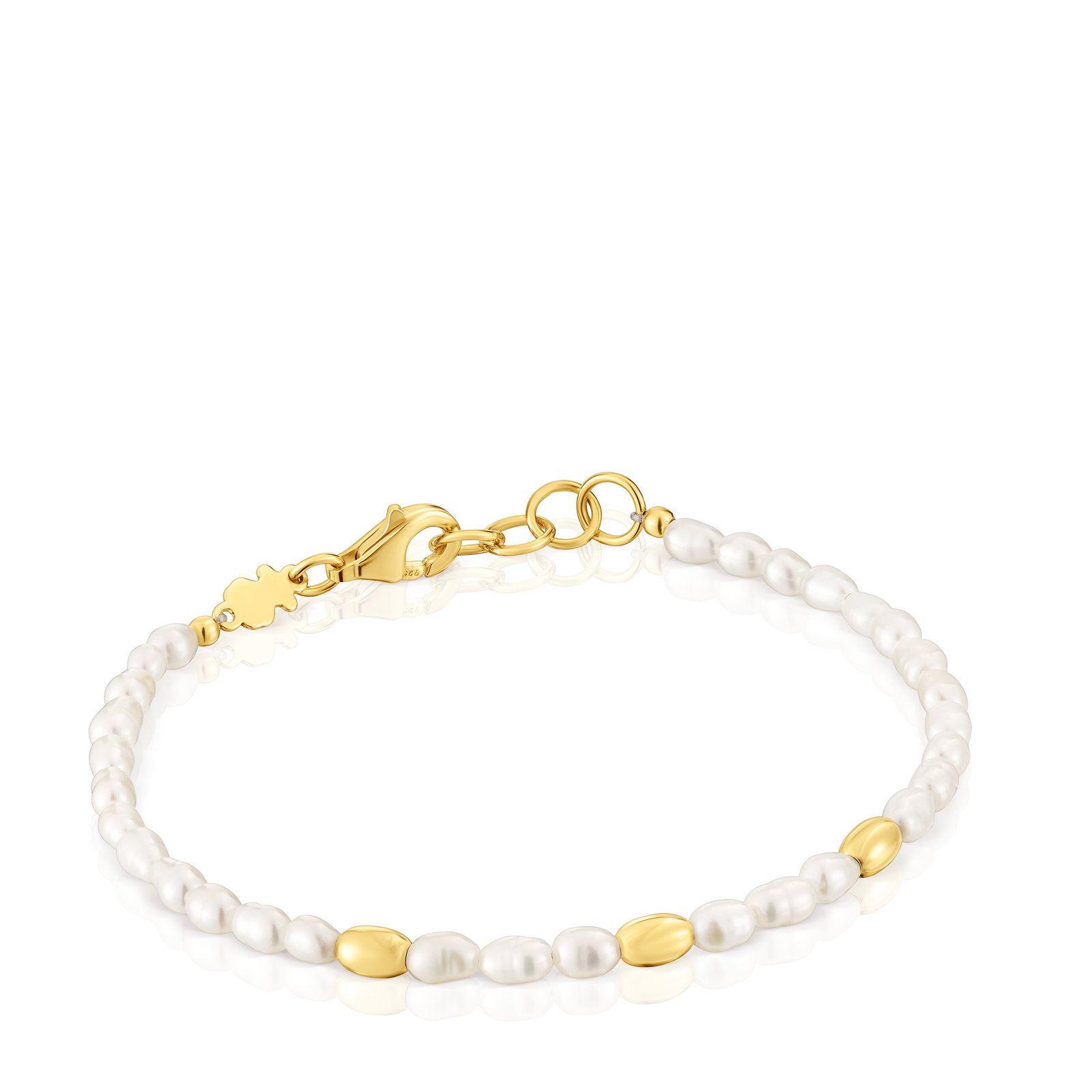 Pulsera con perlas cultivadas y baño de oro de 18 kt sobre plata Gloss-0