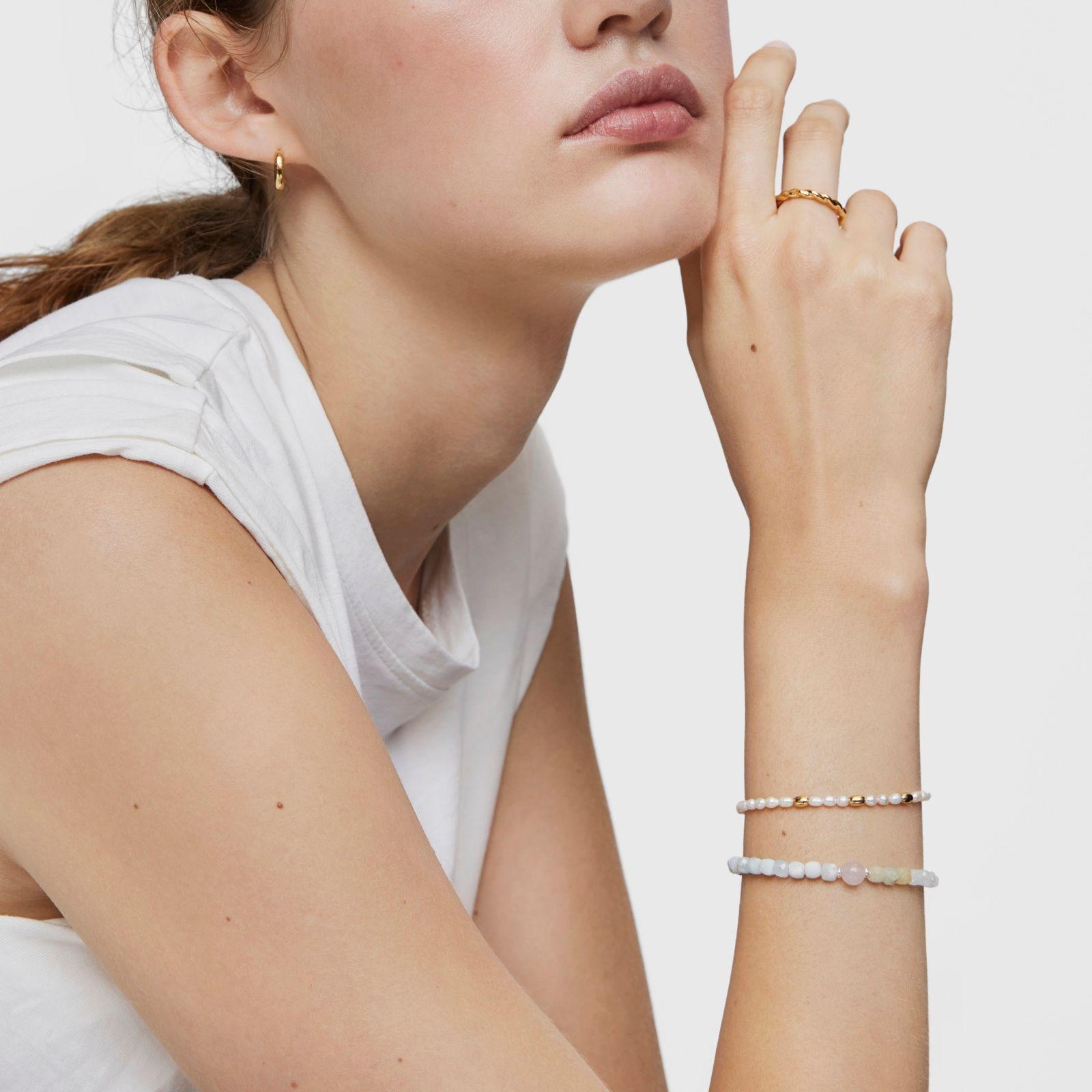Pulsera con perlas cultivadas y baño de oro de 18 kt sobre plata Gloss-4