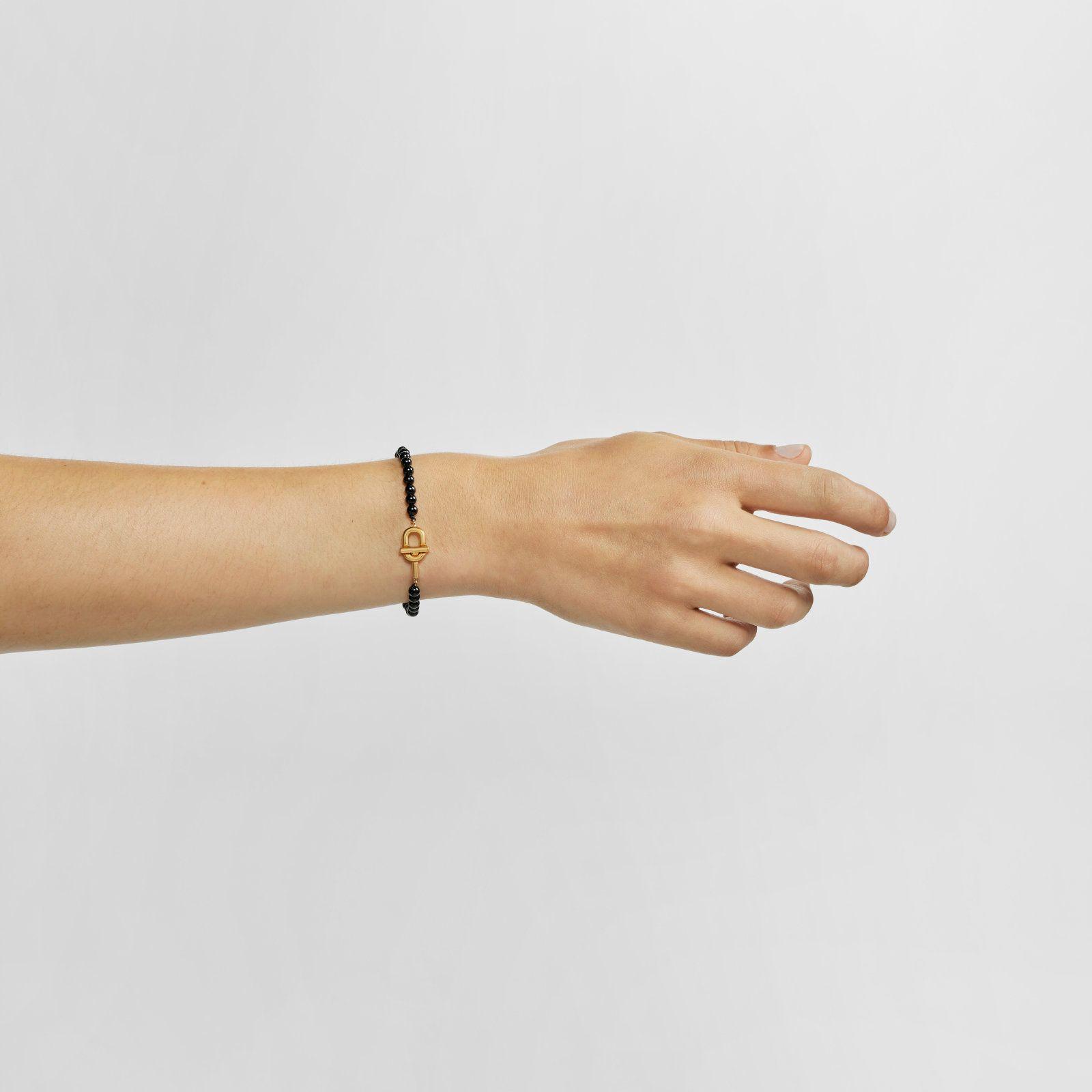 Pulsera con baño de oro 18 kt sobre plata y ónix Manifesto-3