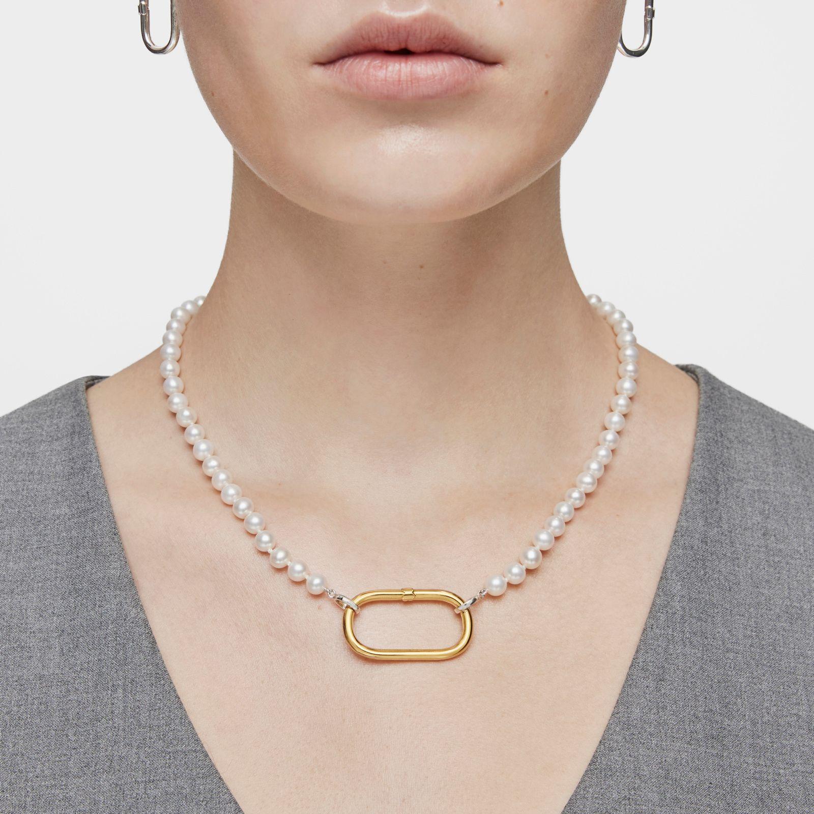 Anilla extra grande con baño de oro 18 kt sobre plata Hold Oval-5