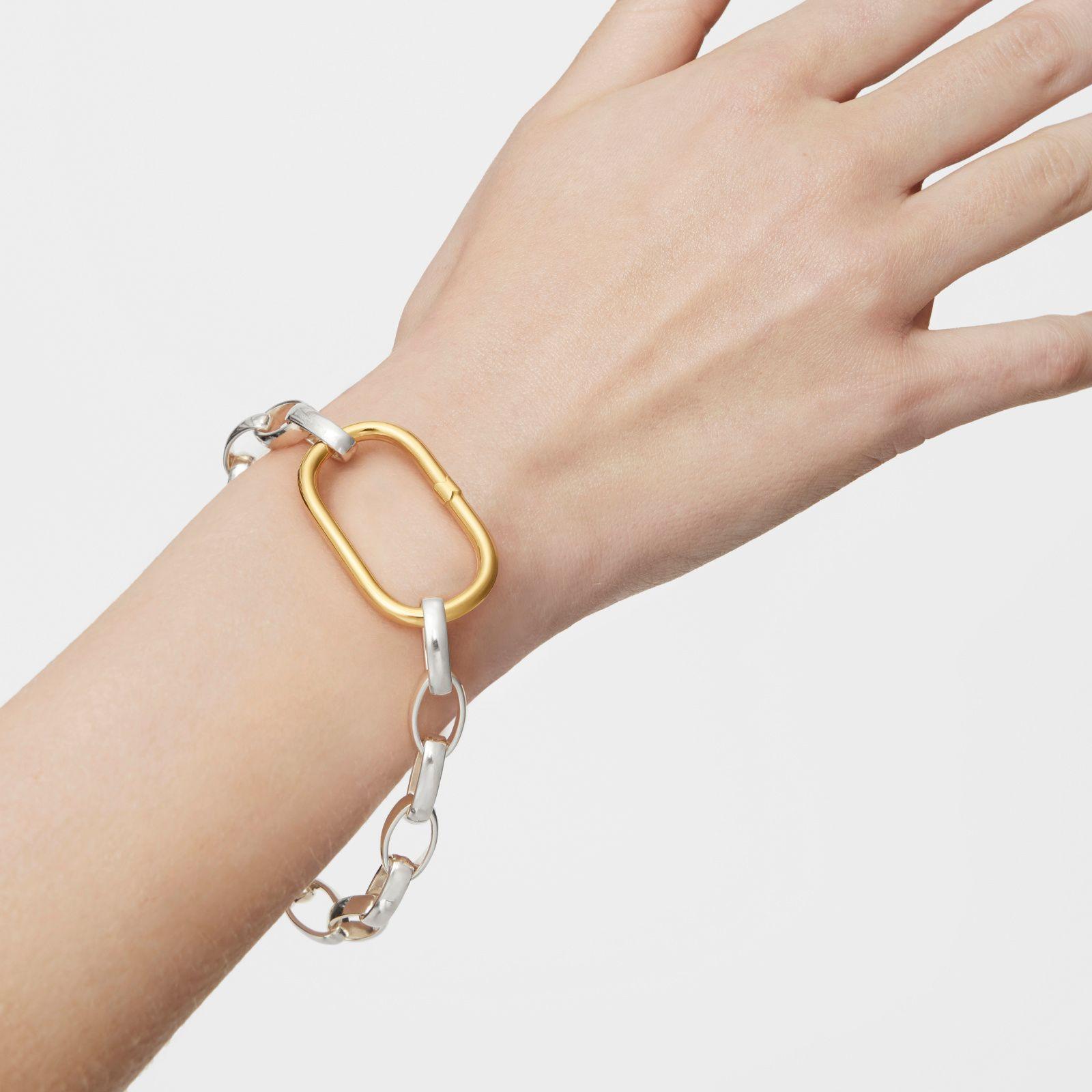 Anilla extra grande baño de oro 18 kt sobre plata Hold Oval-4