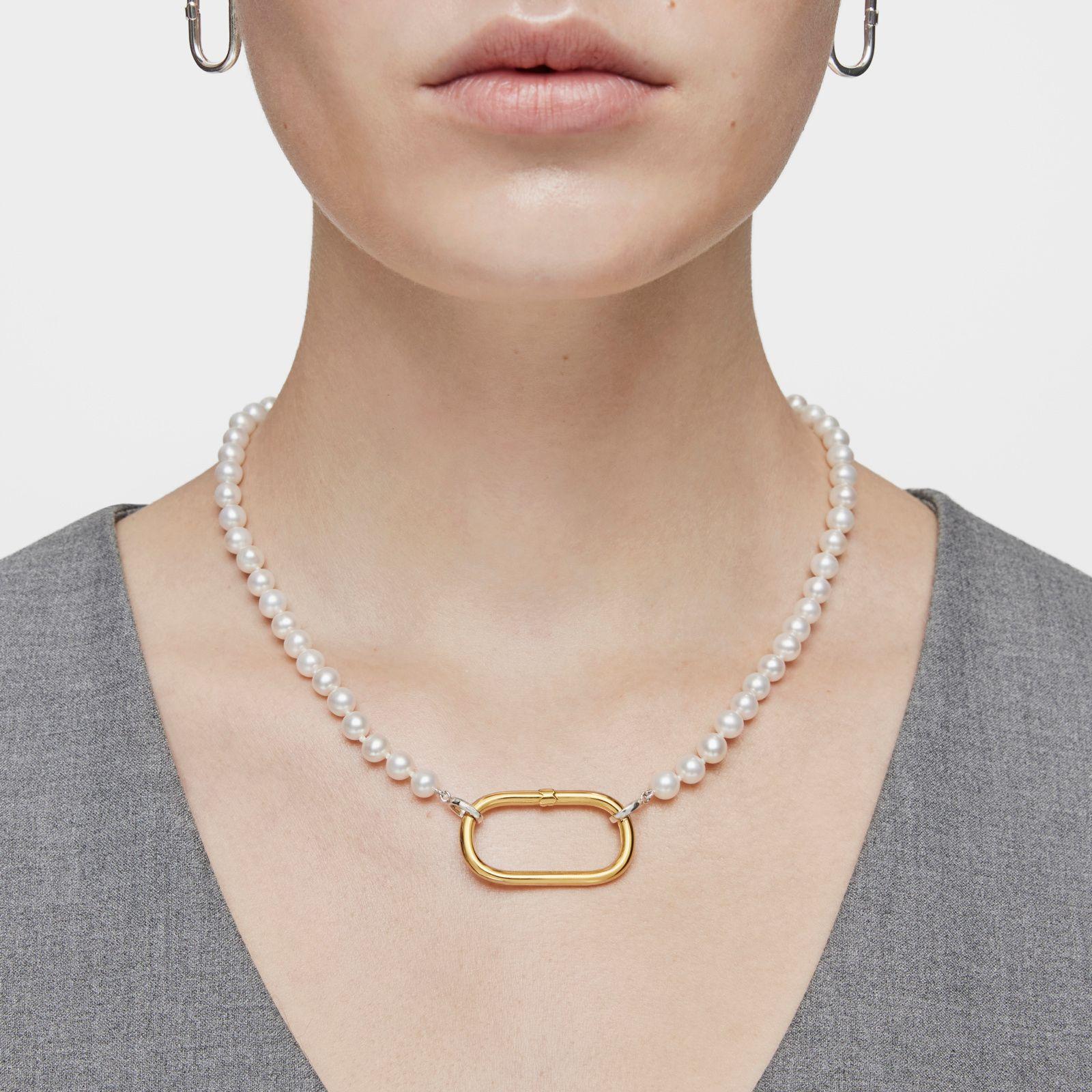 Anilla extra grande baño de oro 18 kt sobre plata Hold Oval-5