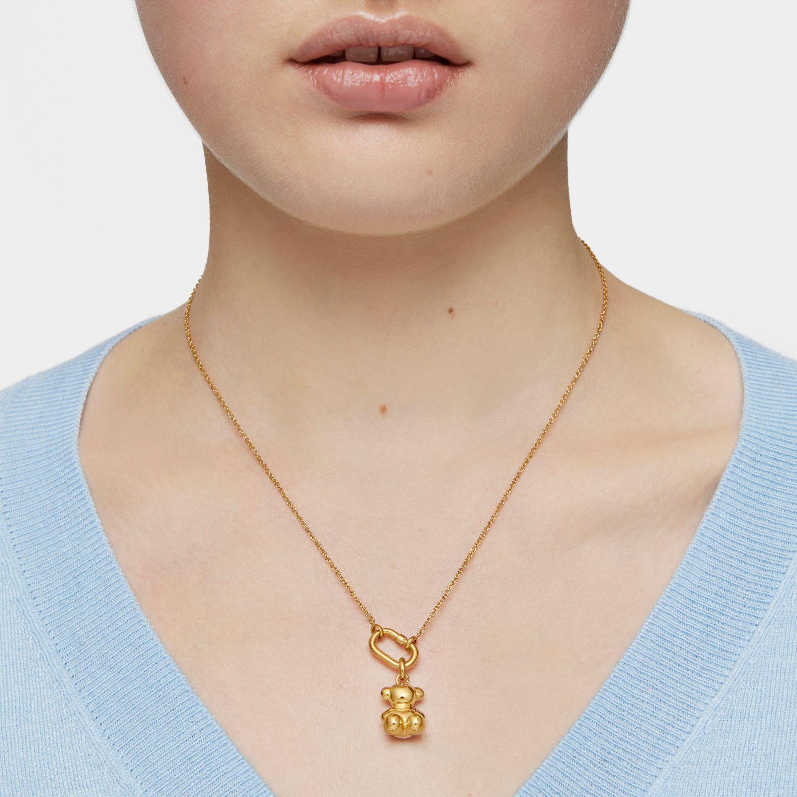 Collar corto con baño de oro 18 kt sobre plata con anilla Hold Oval-5