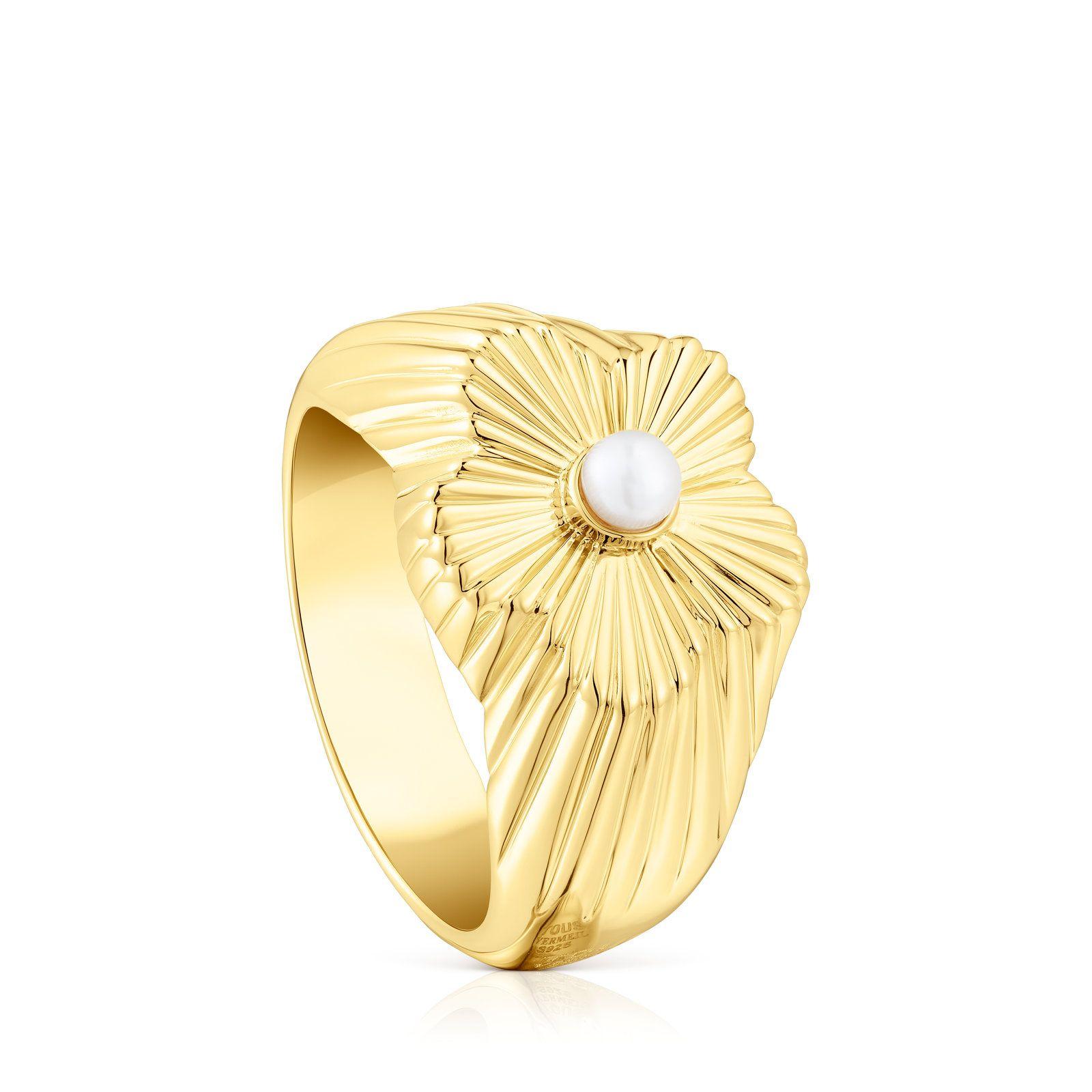 Anillo de vermeil flor con perla cultivada Iris Motif Tous-0