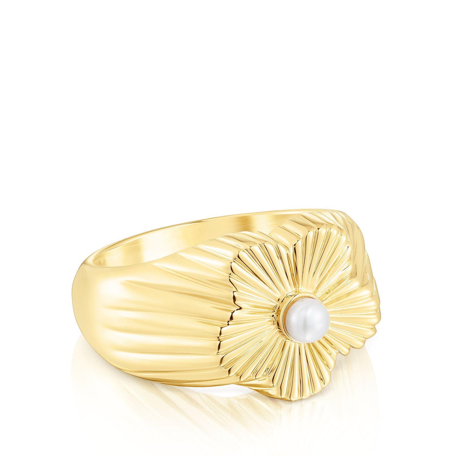 Anillo de vermeil flor con perla cultivada Iris Motif Tous-1