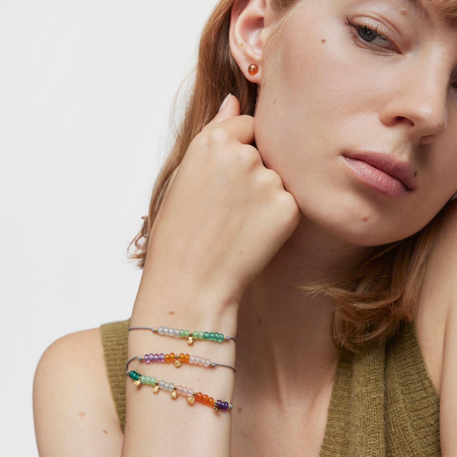 Pulsera de cordón, motivo corazón de oro-5