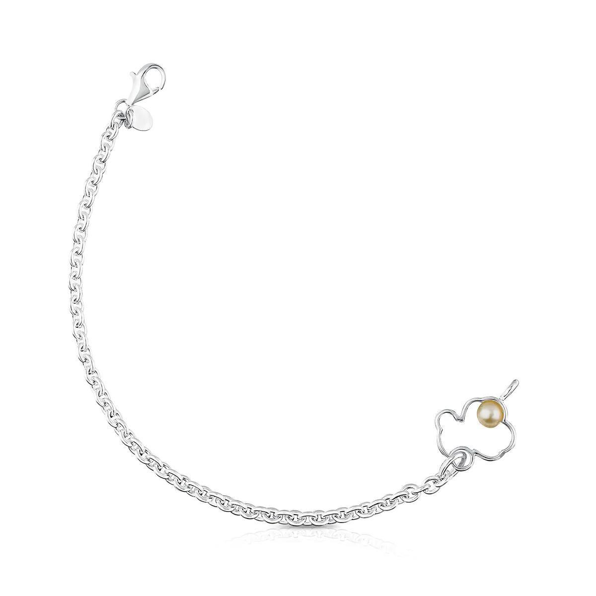 Pulsera Tous Silueta de Plata con Perla-0