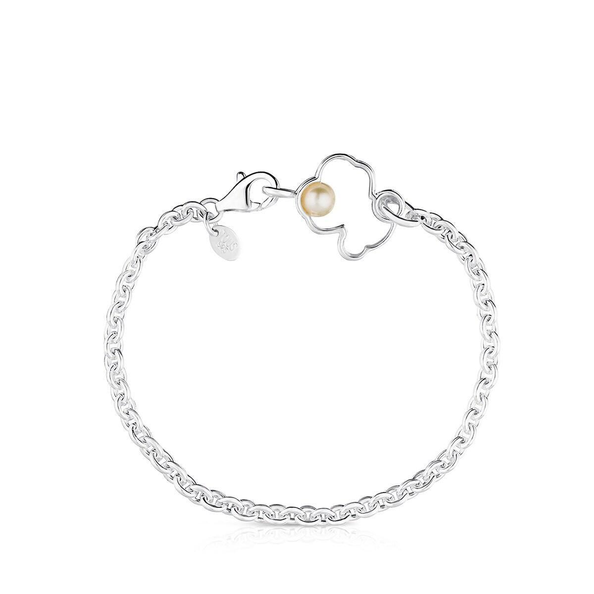 Pulsera Tous Silueta de Plata con Perla-1