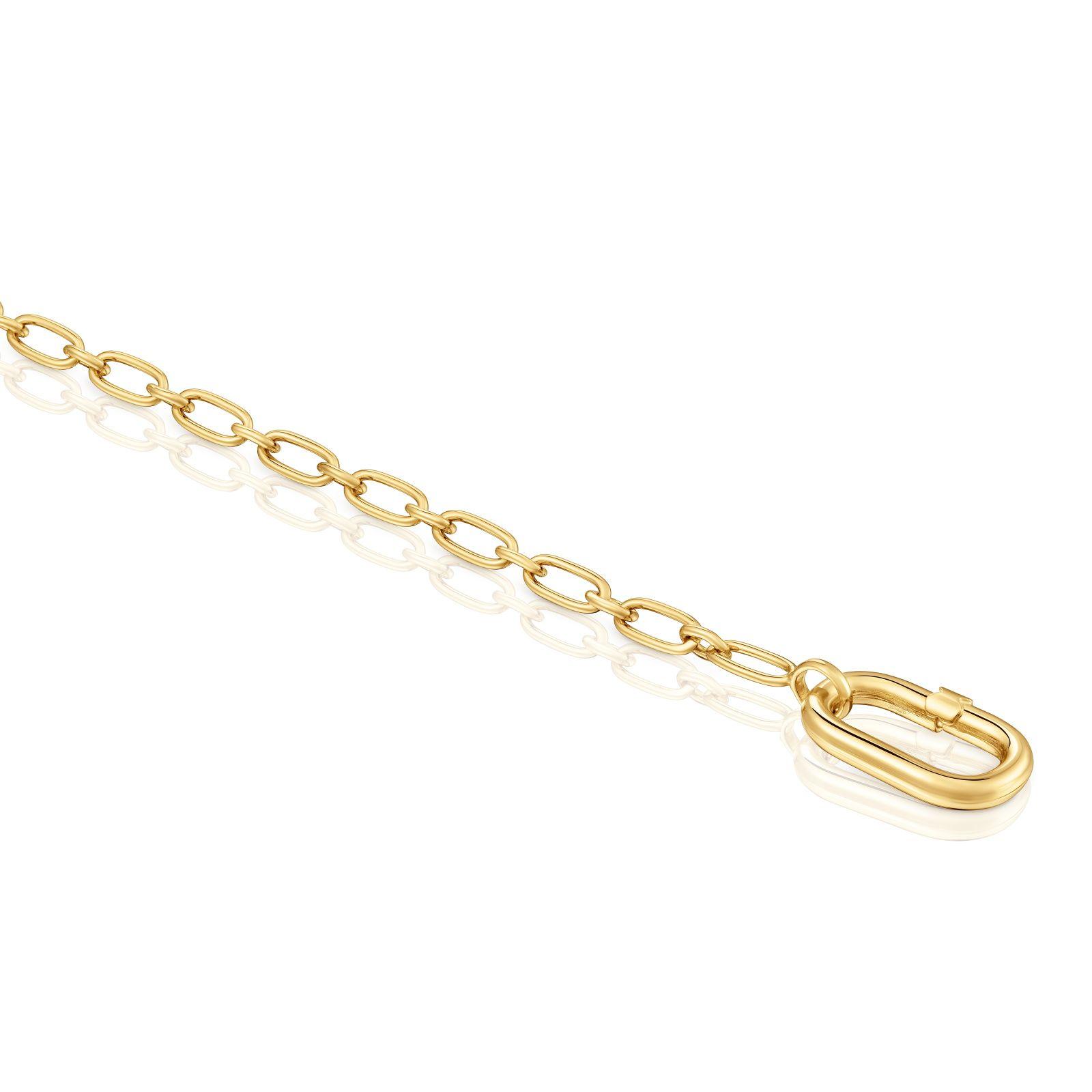 Pulsera cadena oro 18 kt sobre plata con anilla Hold Oval-2