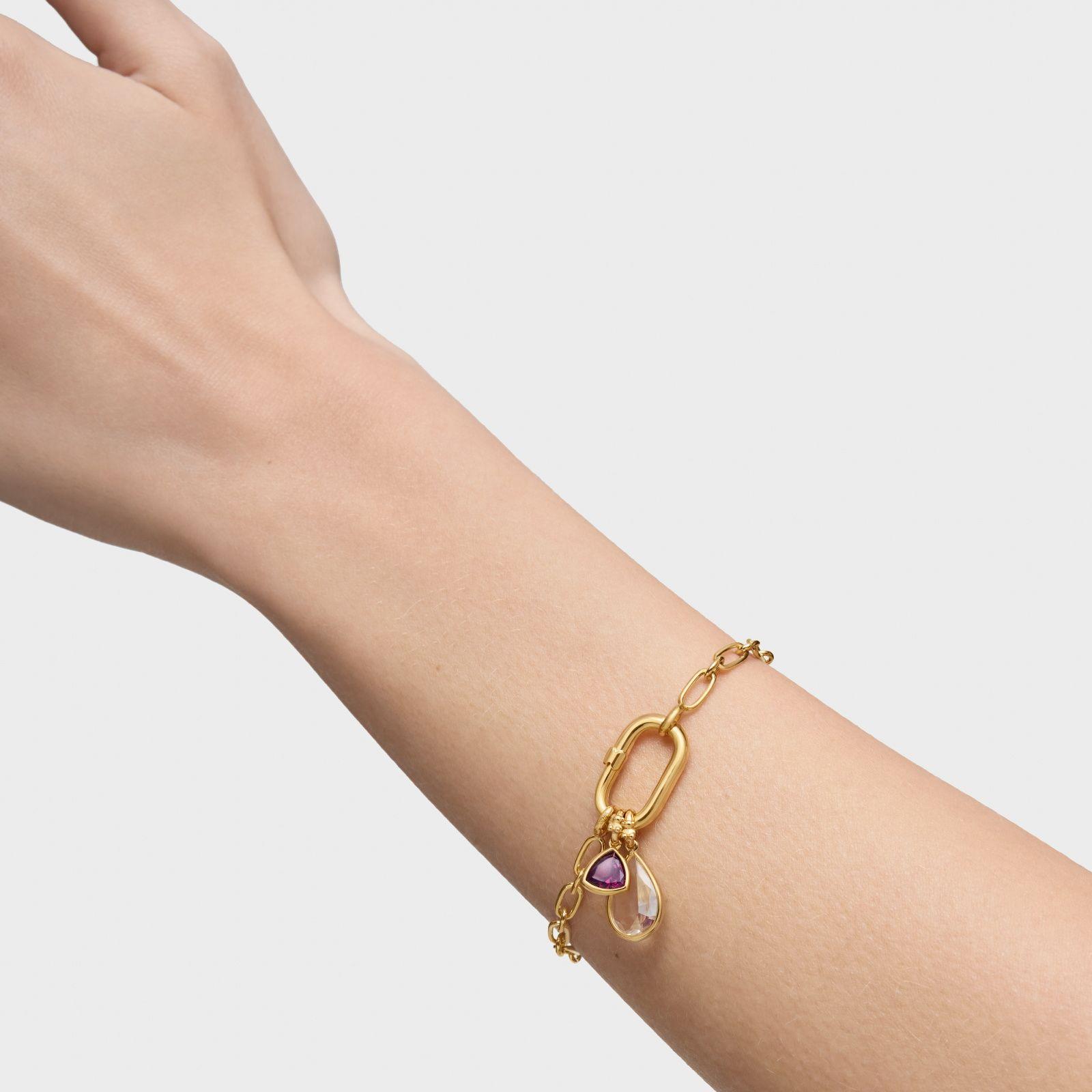 Pulsera cadena oro 18 kt sobre plata con anilla Hold Oval-4